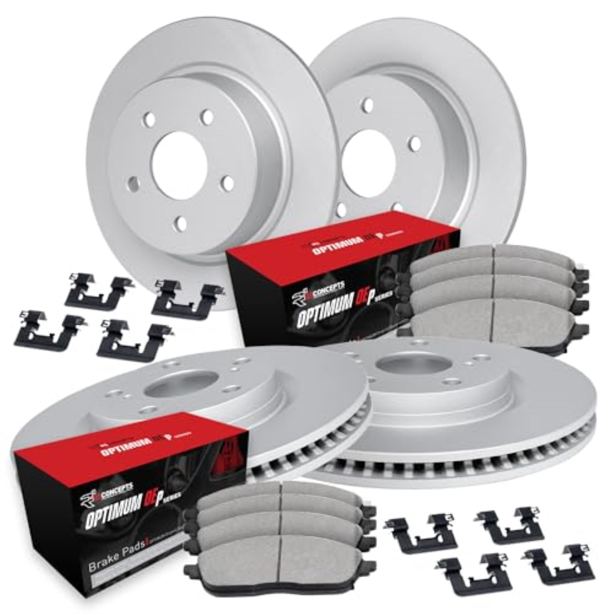 R1 Concepts Carbon Coated Disc Brake Rotor Set with Optimum Oe Pads and Hardware WDUH2-80027
