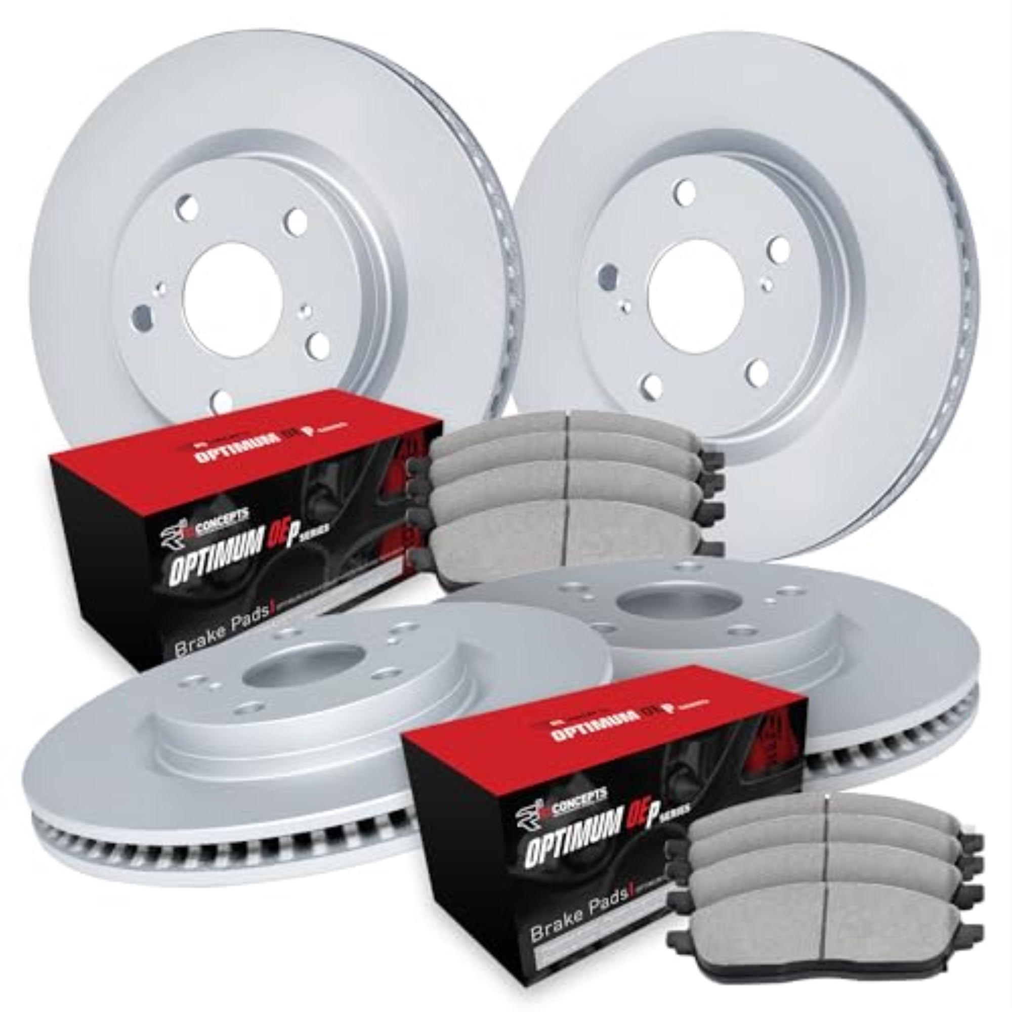 R1 Concepts Carbon Coated Disc Brake Rotor Set With Optimum Oe Pads Wdun2-63002