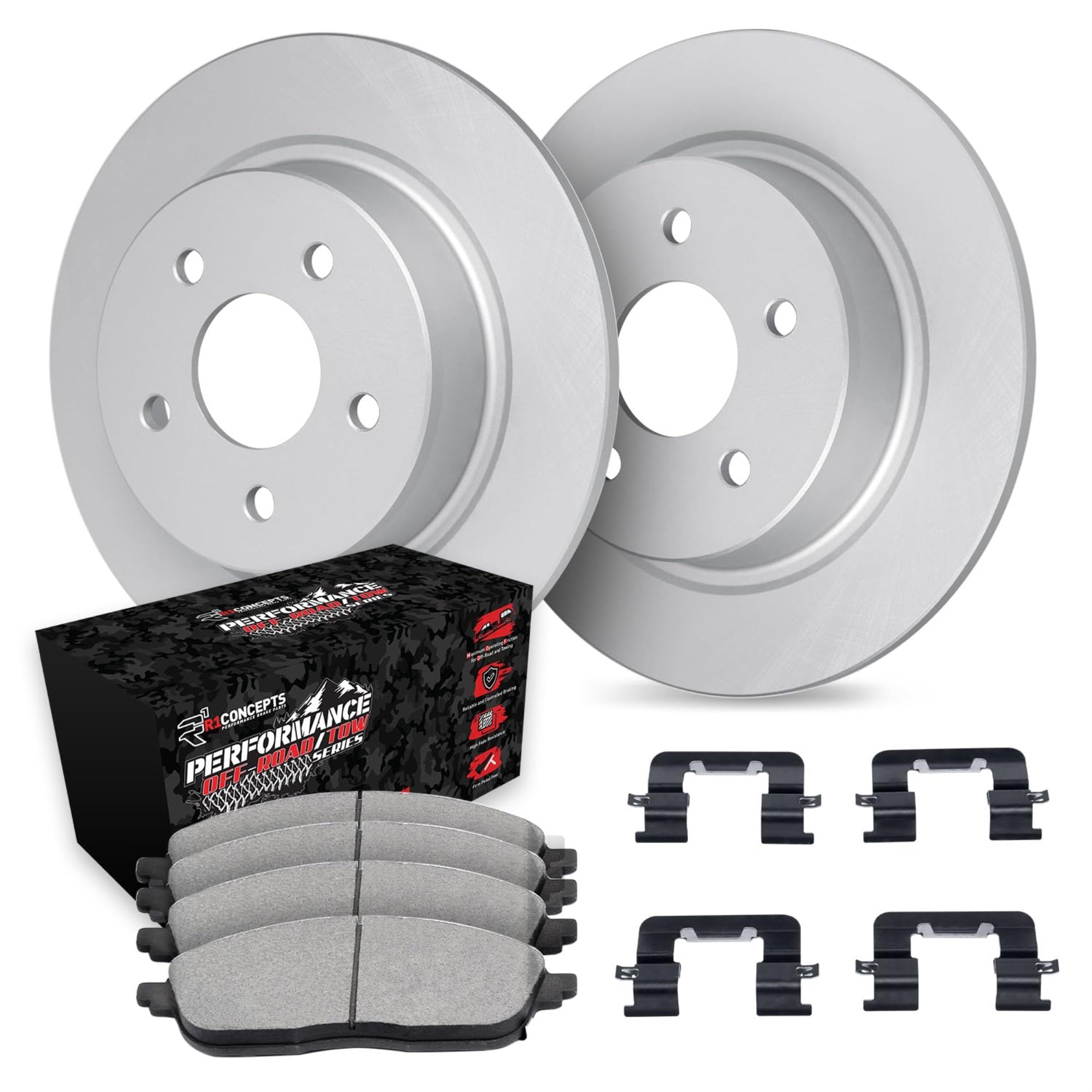 R1 Concepts Carbon Coated Disc Brake Rotor Set With Off-Road/Tow Brake Pads And Hardware Wdvh1-42027