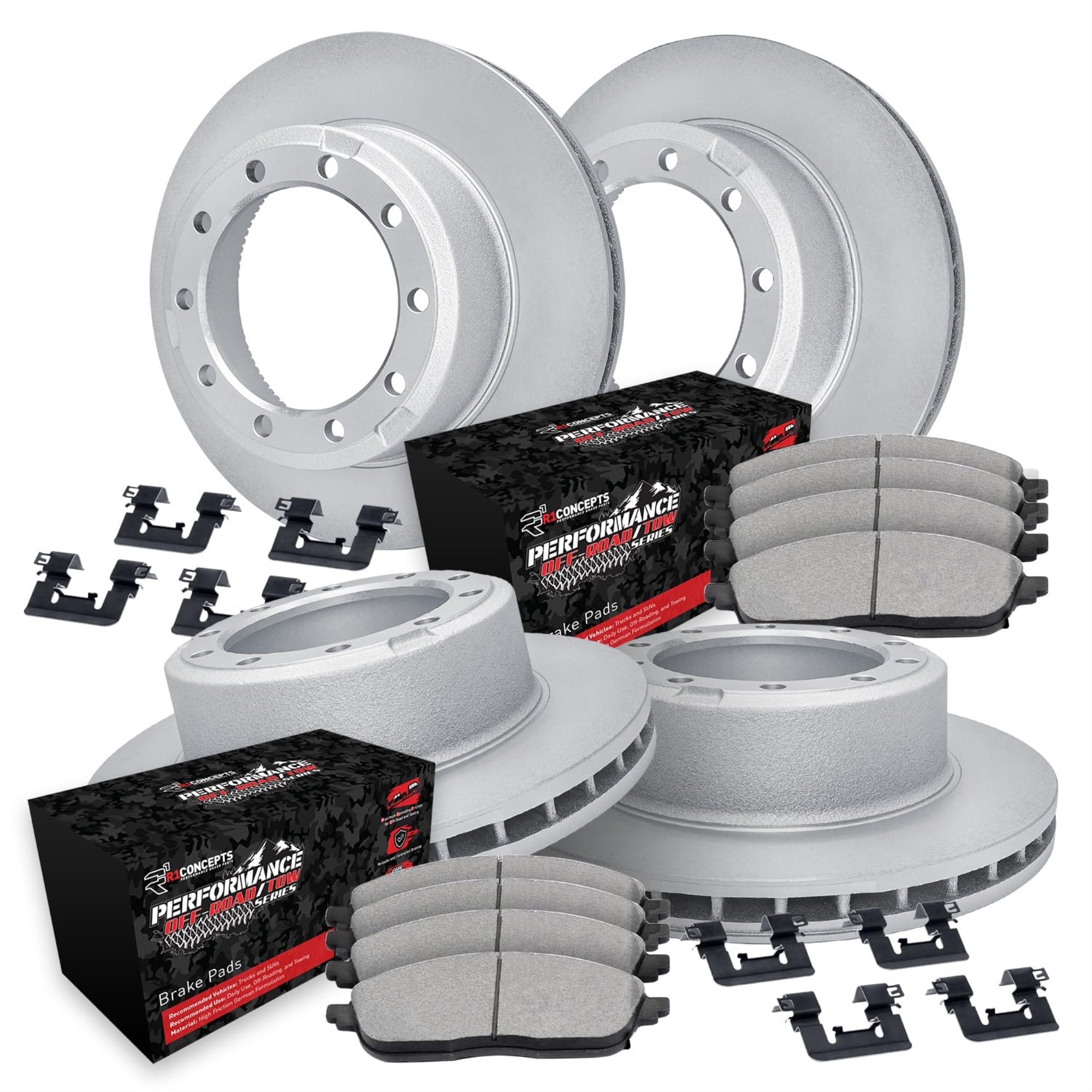 R1 Concepts Carbon Coated Disc Brake Rotor Set With Off-Road/Tow Brake Pads And Hardware Wdvh2-40007