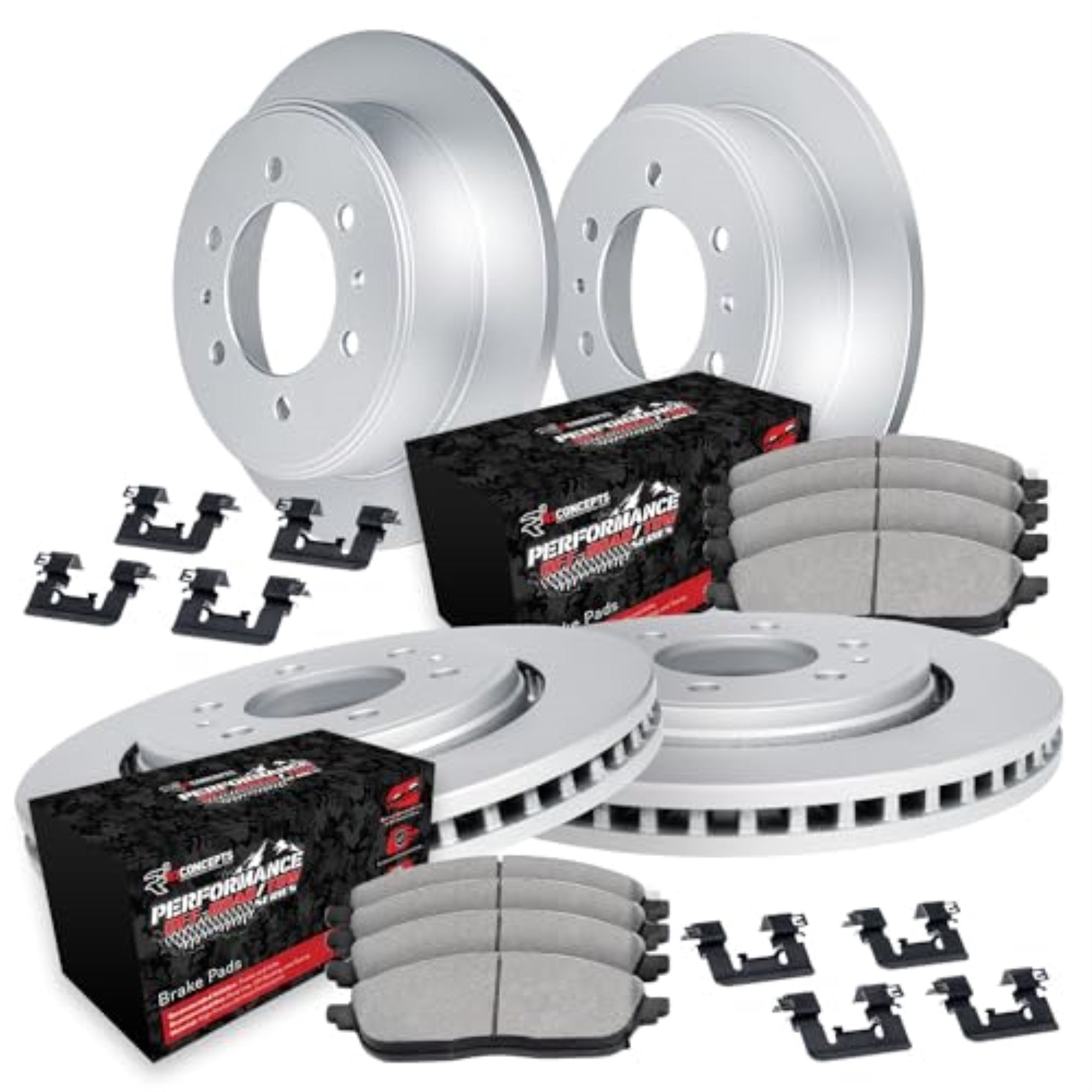 R1 Concepts Carbon Coated Disc Brake Rotor Set With Off-Road/Tow Brake Pads And Hardware Wdvh2-67002