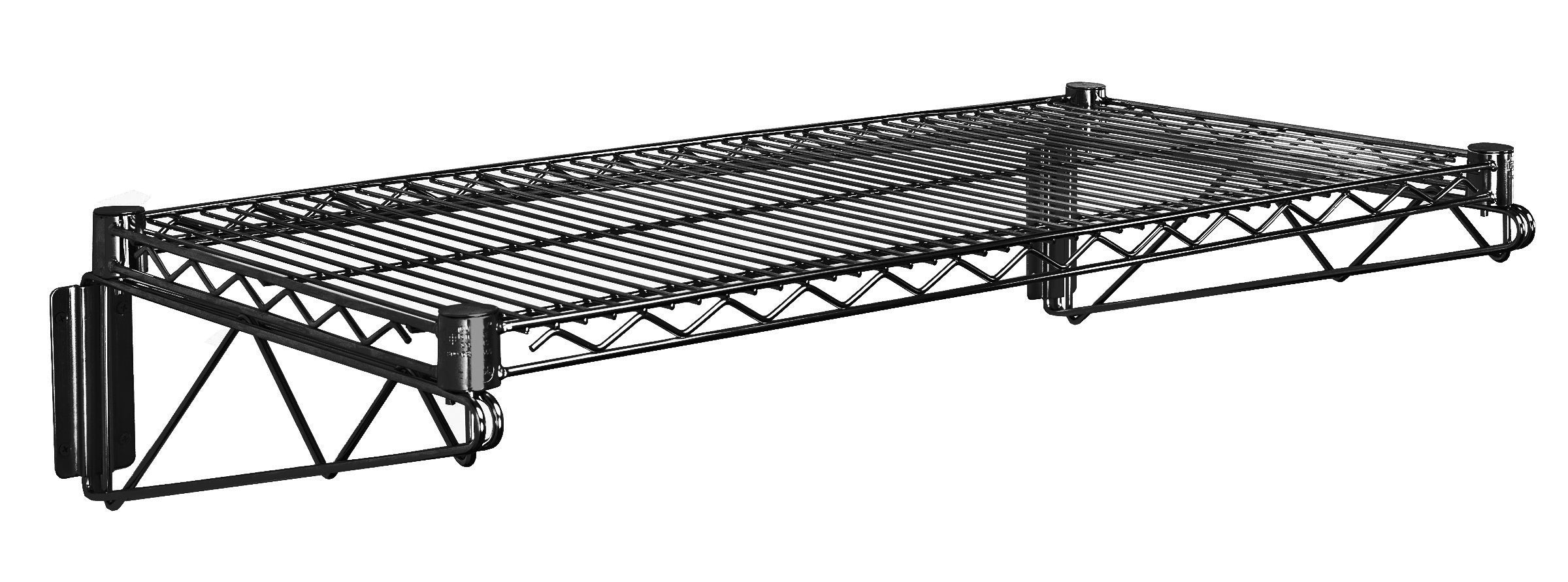 Cantilever Single Shelf, wall mount, (1) 30"W x 12"D wire shelf, (2) 12" cantilever arms, (2) mounting brackets, black epoxy antimicrobial finish, NSF