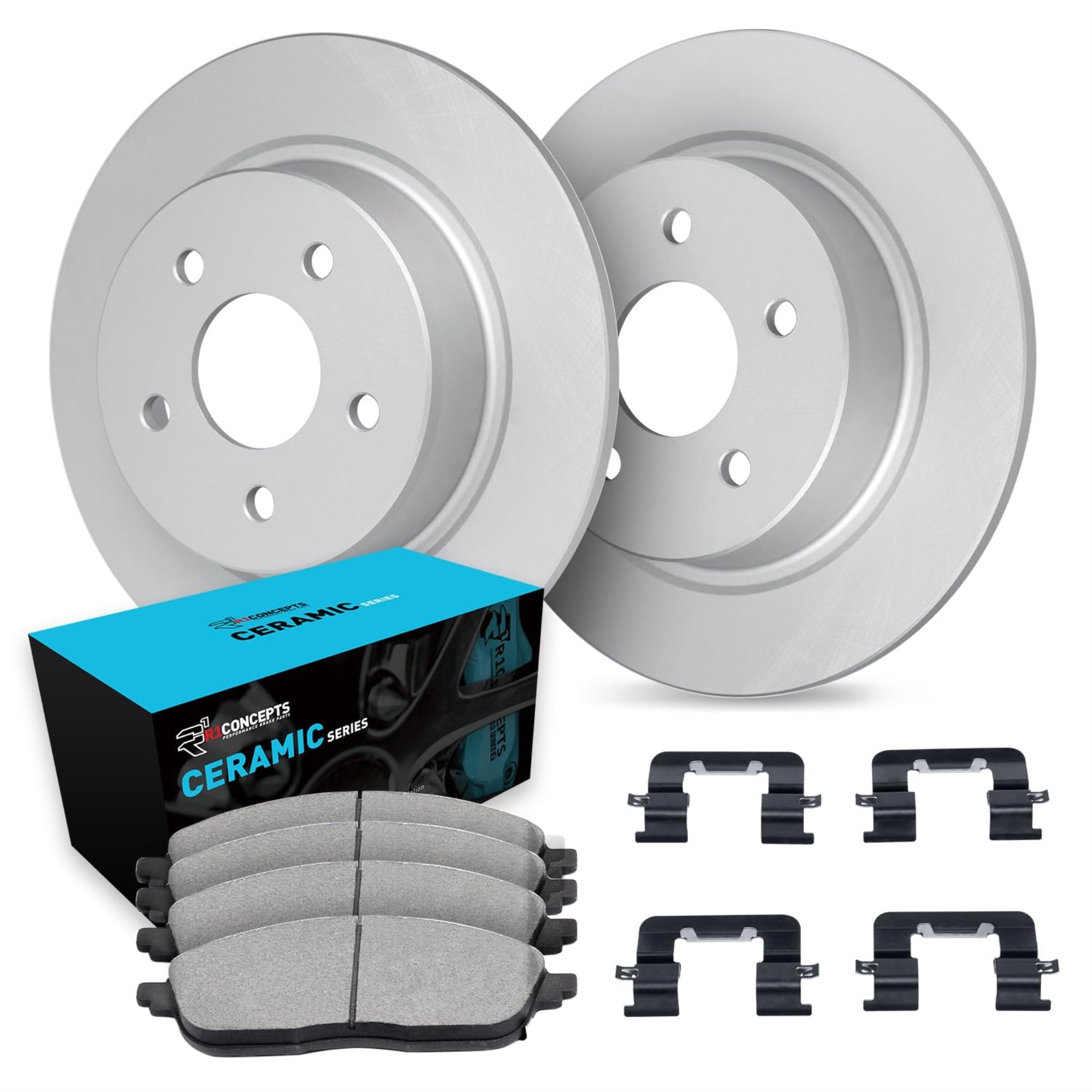 R1 Concepts Carbon Coated Disc Brake Rotor Set with Ceramic Pads and Hardware WDWH1-80018