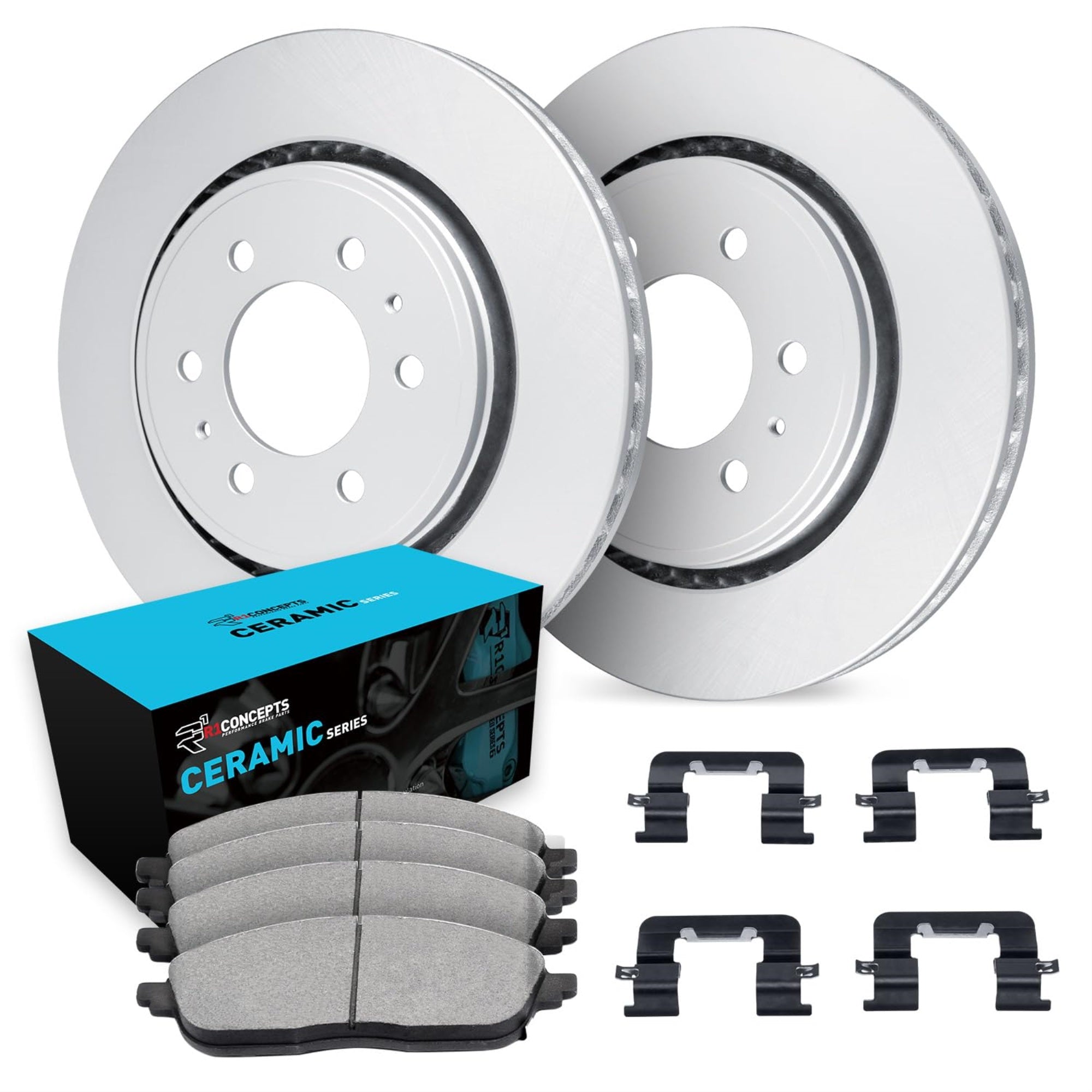 R1 Concepts Carbon Coated Disc Brake Rotor Set With Ceramic Pads And Hardware Wdwh1-54072