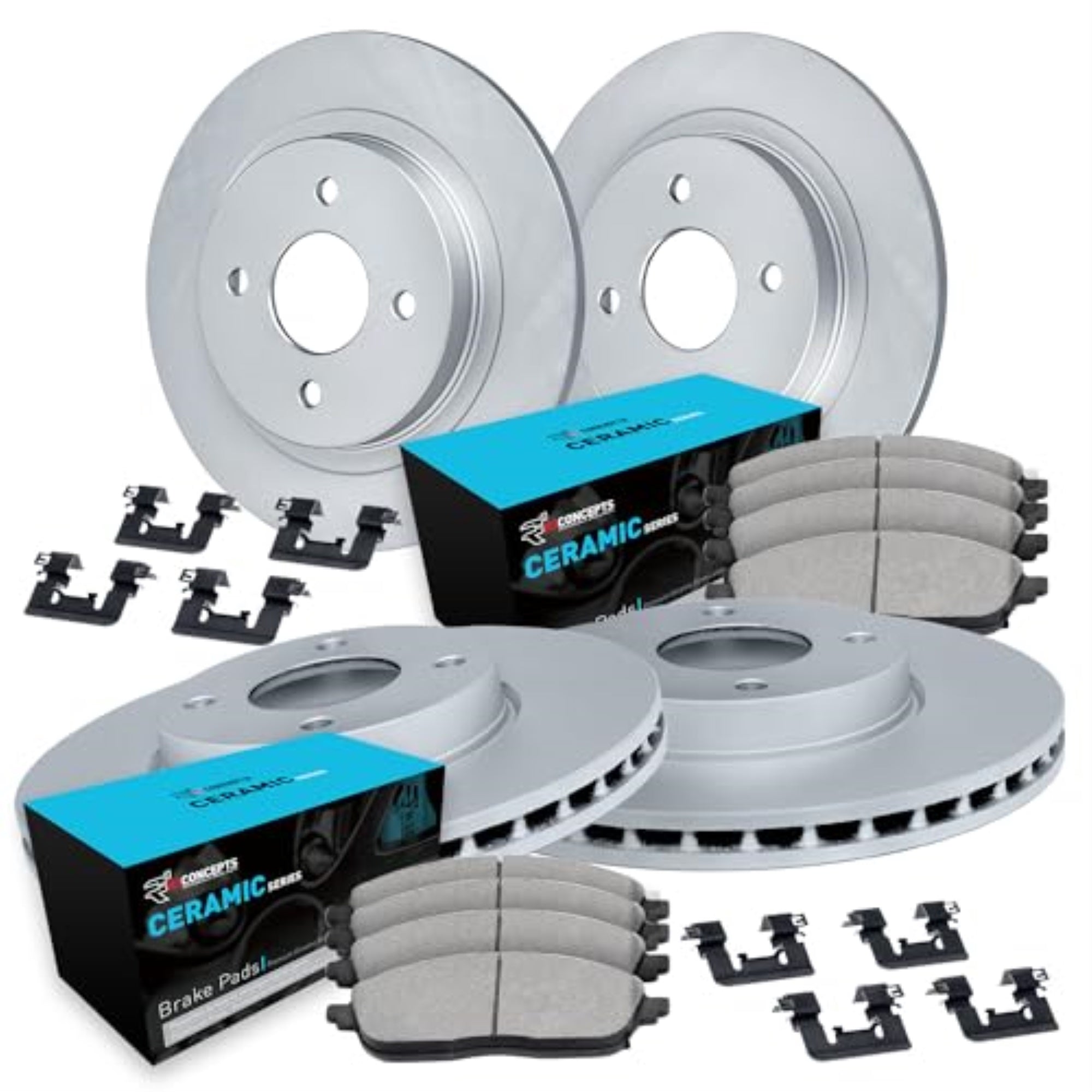 R1 Concepts Carbon Coated Disc Brake Rotor Set with Ceramic Pads and Hardware WDWH2-59003