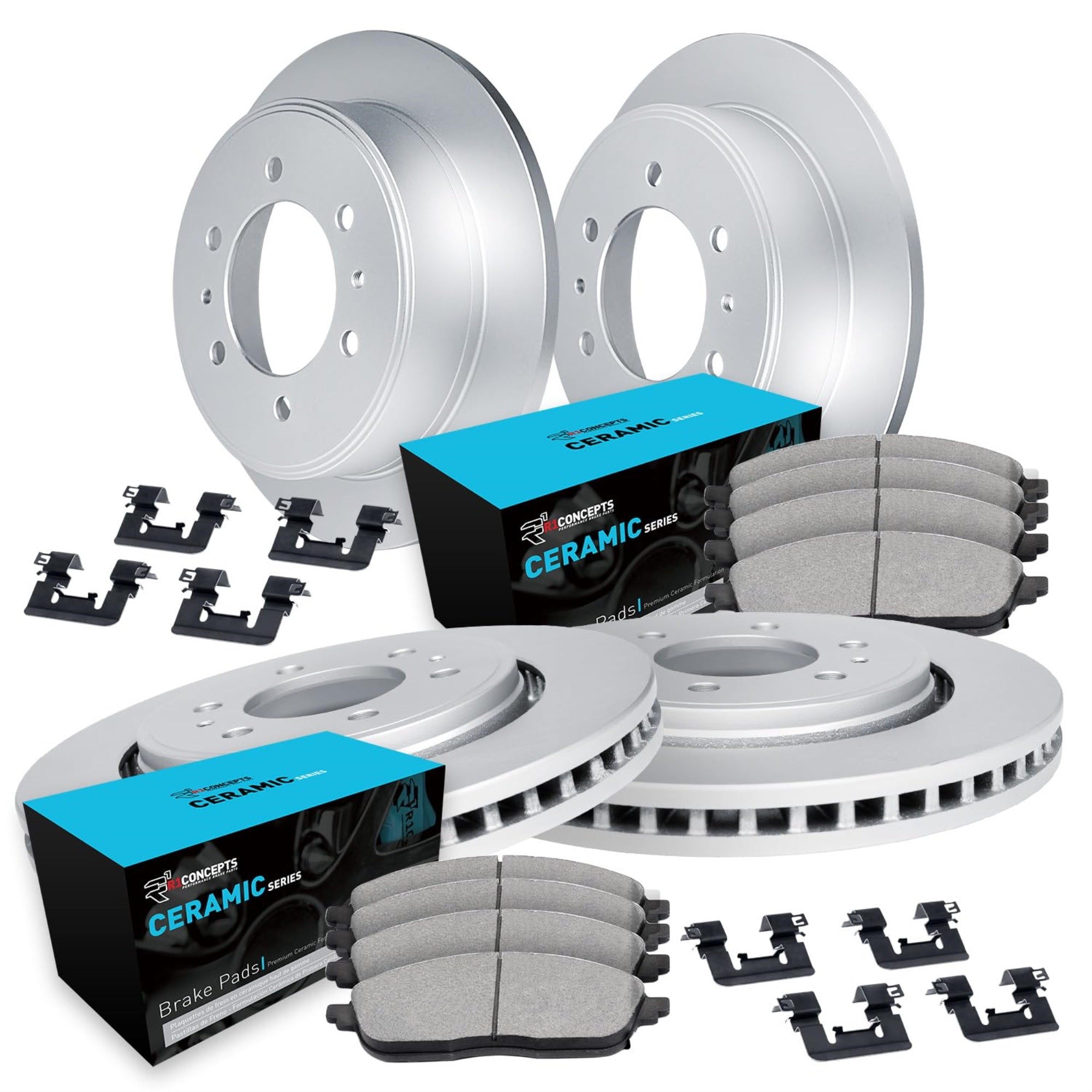 R1 Concepts Carbon Coated Disc Brake Rotor Set With Ceramic Pads And Hardware Wdwh2-67039