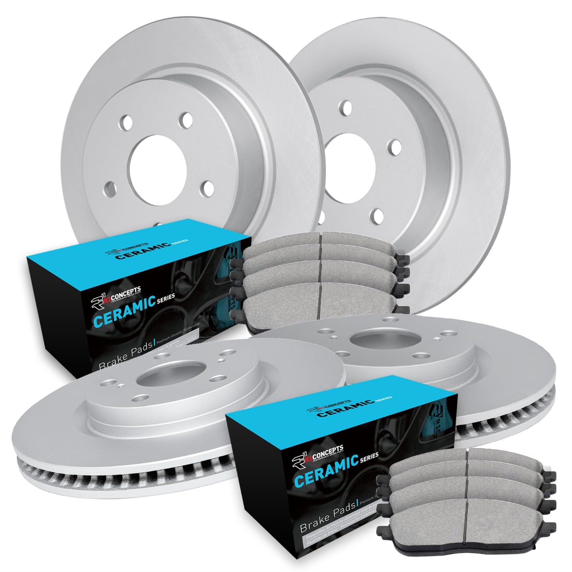 R1 Concepts Carbon Coated Disc Brake Rotor Set With Ceramic Pads Wdwn2-74007