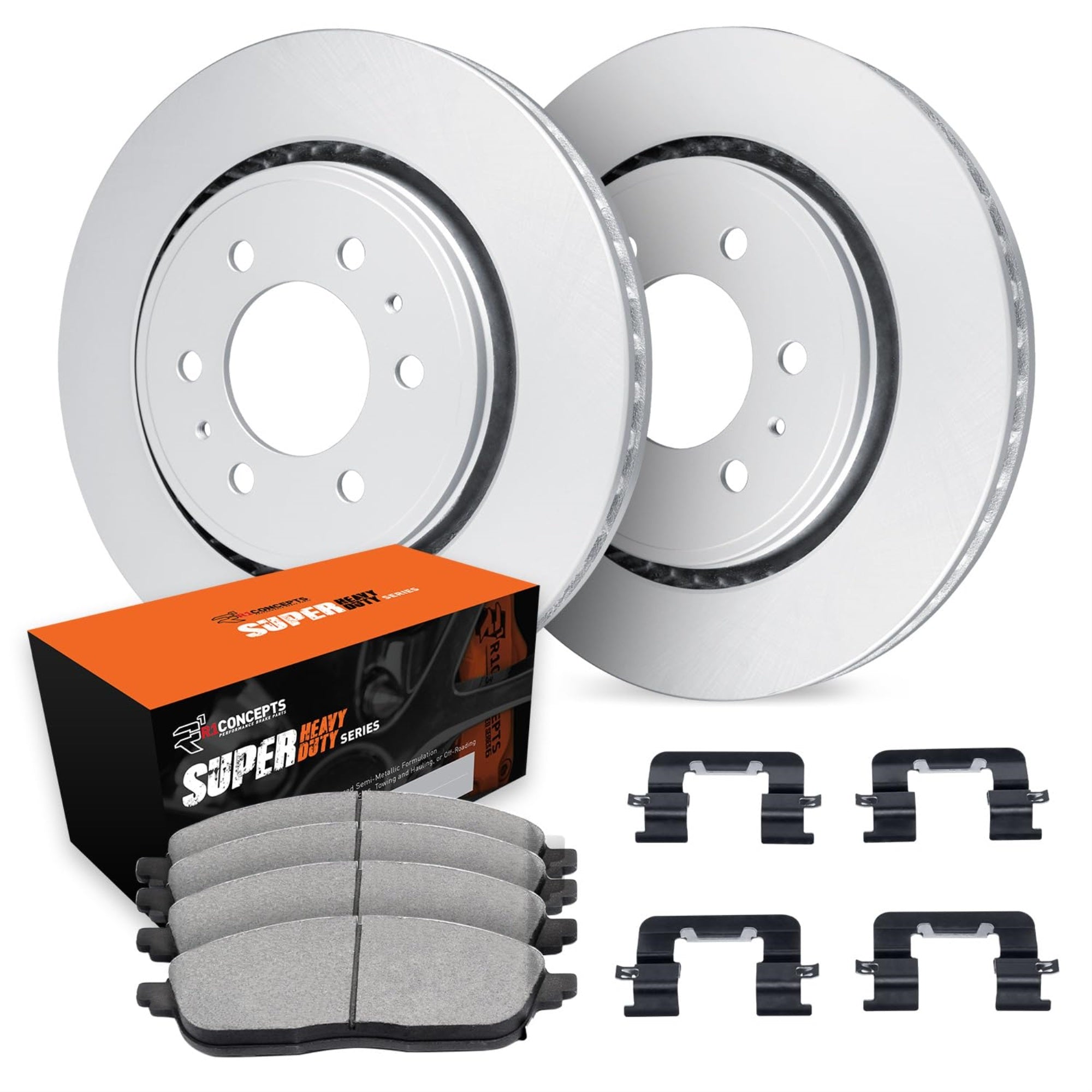 R1 Concepts Carbon Coated Disc Brake Rotor Set With Super Duty Pads And Hardware Wdxh1-76002
