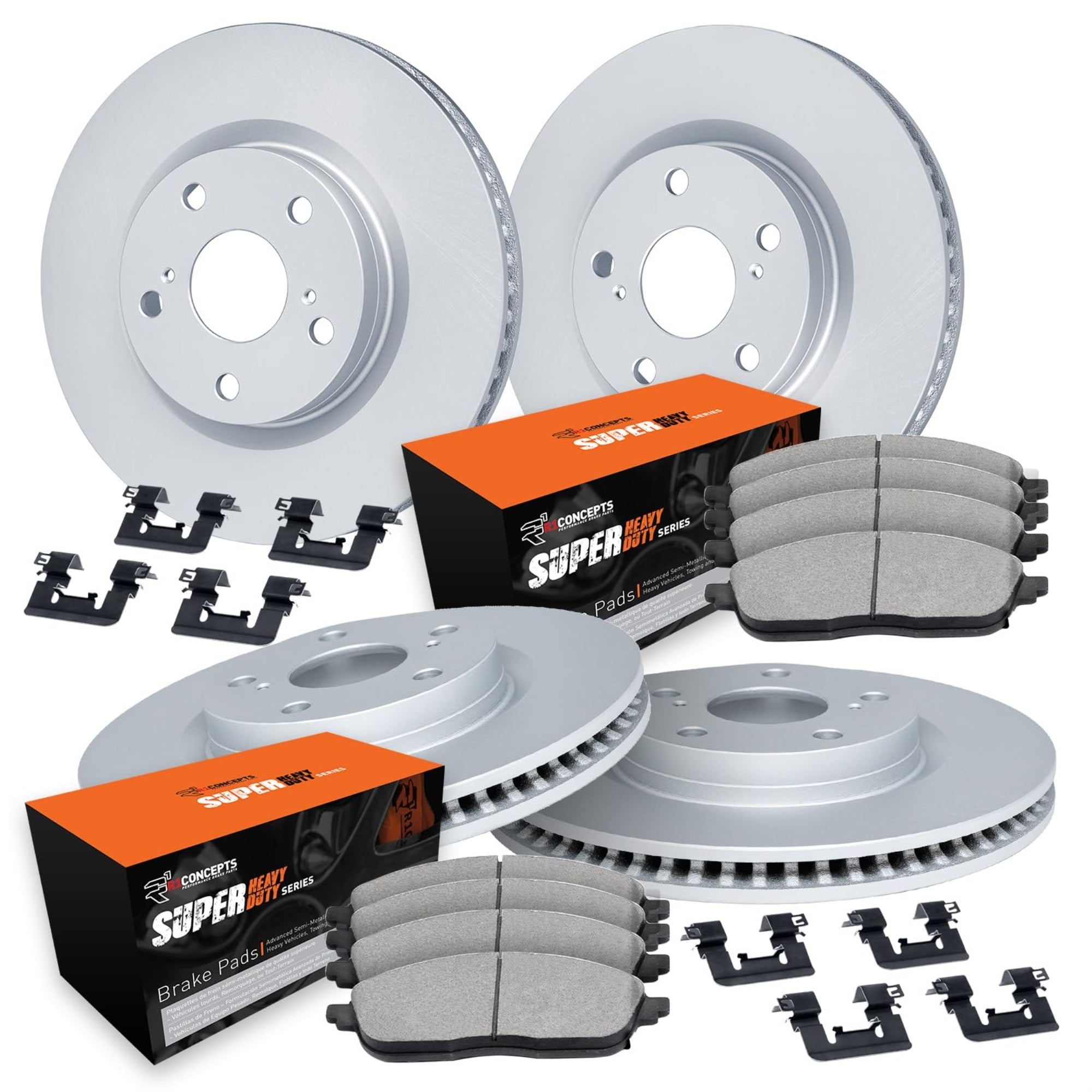 R1 Concepts Carbon Coated Disc Brake Rotor Set With Super Duty Pads And Hardware Wdxh2-76006