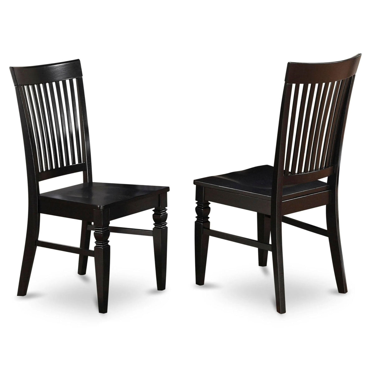 Casafoyer Weston Dining Slat Back Wood Seat Kitchen Chairs, Set Of 2, Wec-Blk-W