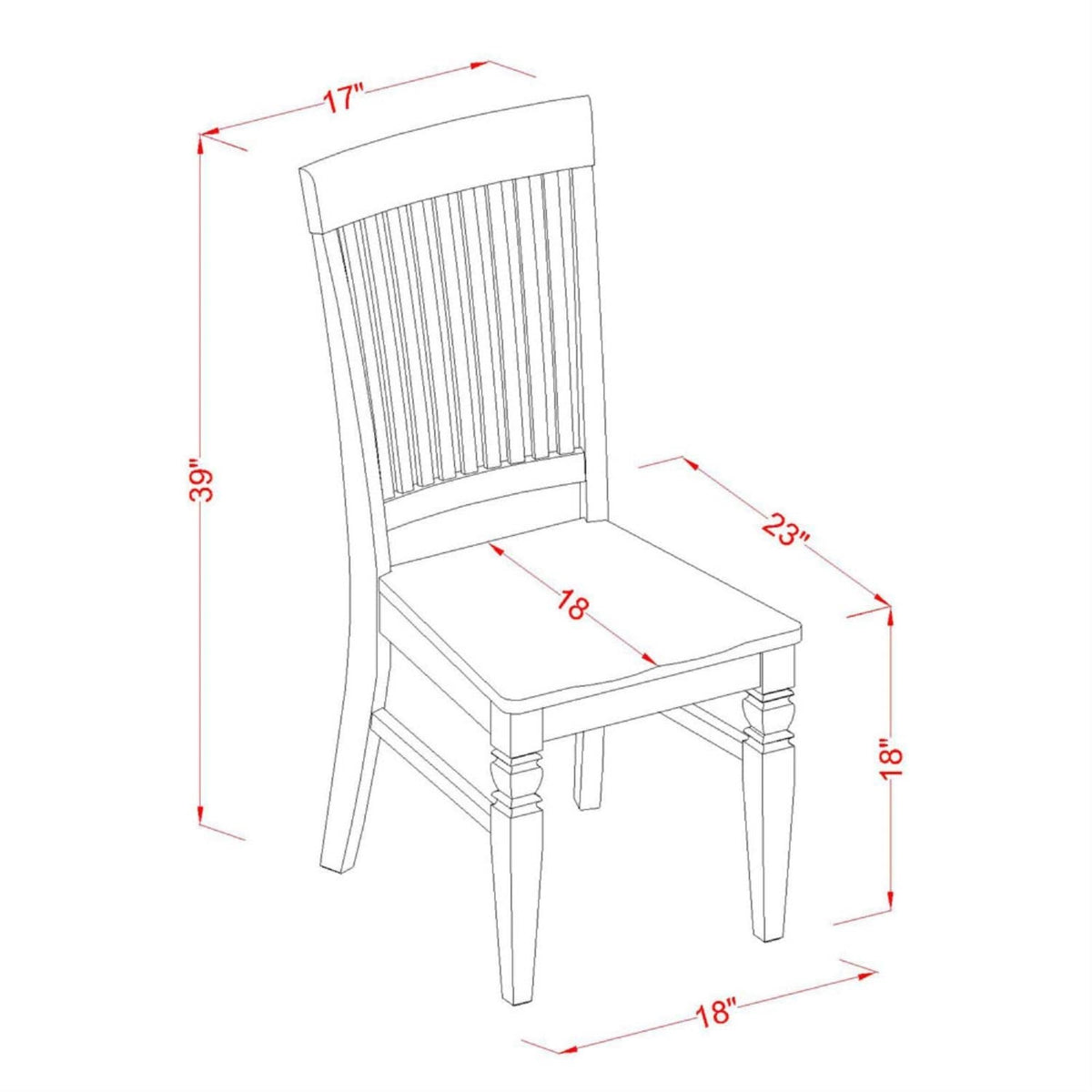 Casafoyer Wec-Bmk-W Weston Kitchen Dining Chairs - Slat Back Wood Seat Chairs, Set Of 2, Buttermilk & Cherry