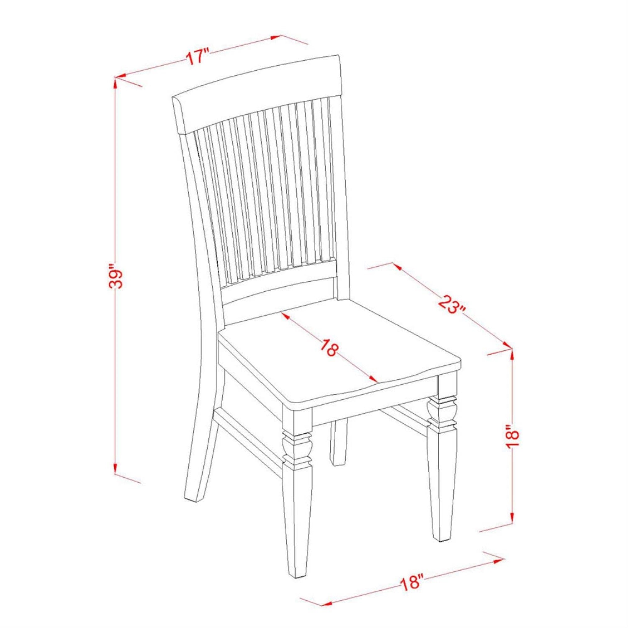 East West Furniture Wec-Bmk-W Weston Kitchen Dining Chairs - Slat Back Wood Seat Chairs, Set Of 2, Buttermilk & Cherry