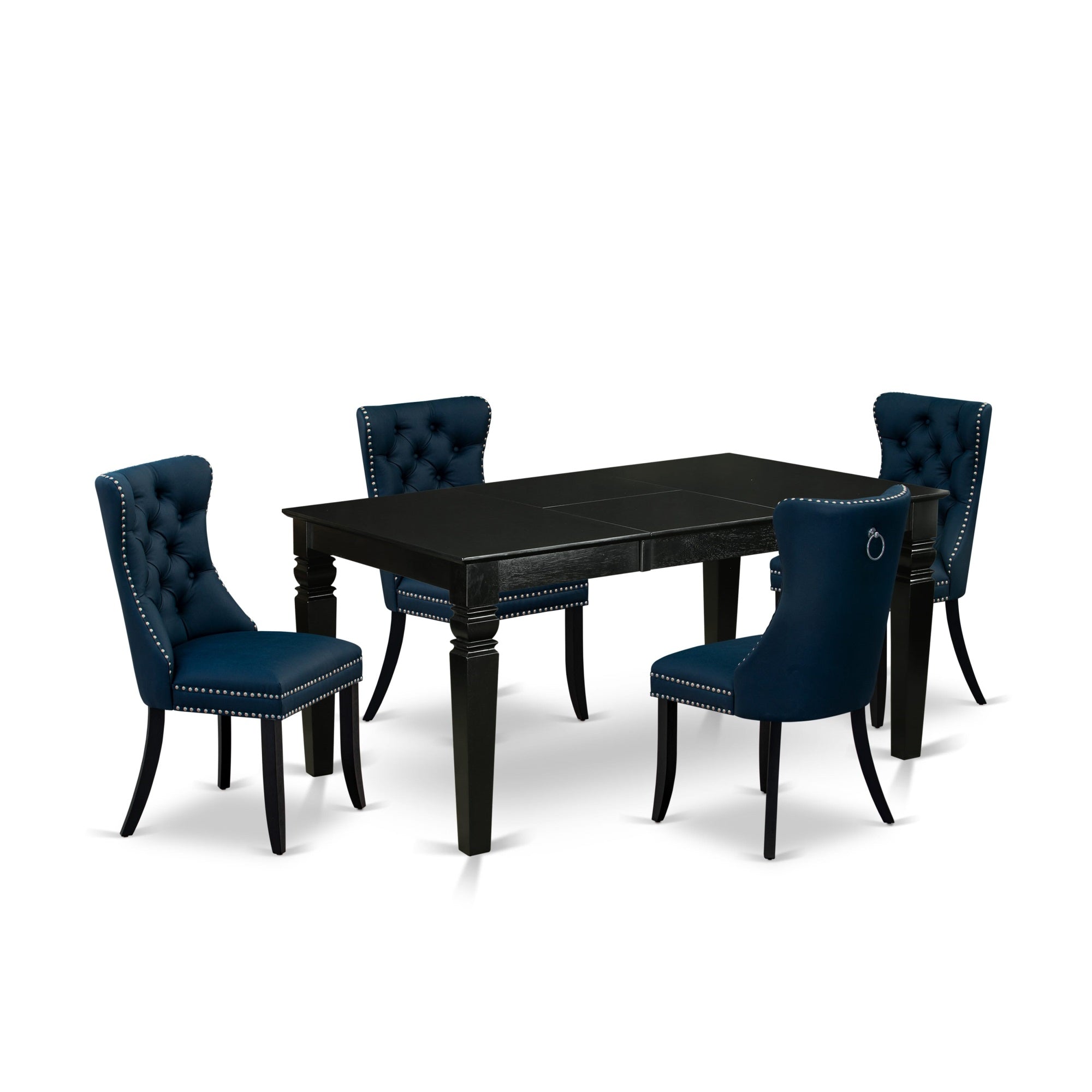 East West Furniture Weda5-Blk-29 5 Piece Dining Table Set Consists Of A Rectangle Wooden Table With Butterfly Leaf And 4 Padded Chairs, 42X60 Inch, Black
