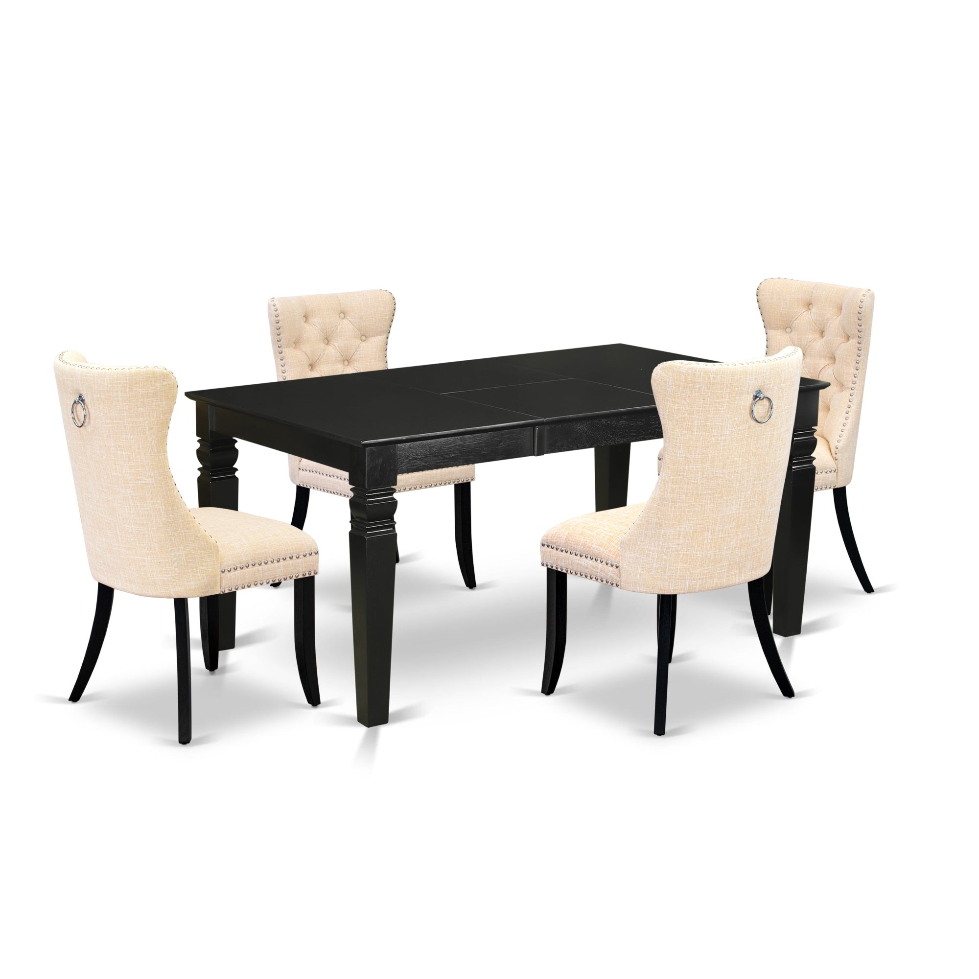 East West Furniture Weda5-Blk-32 5 Piece Dining Set Consists Of A Rectangle Wooden Table With Butterfly Leaf And 4 Upholstered Chairs, 42X60 Inch, Black