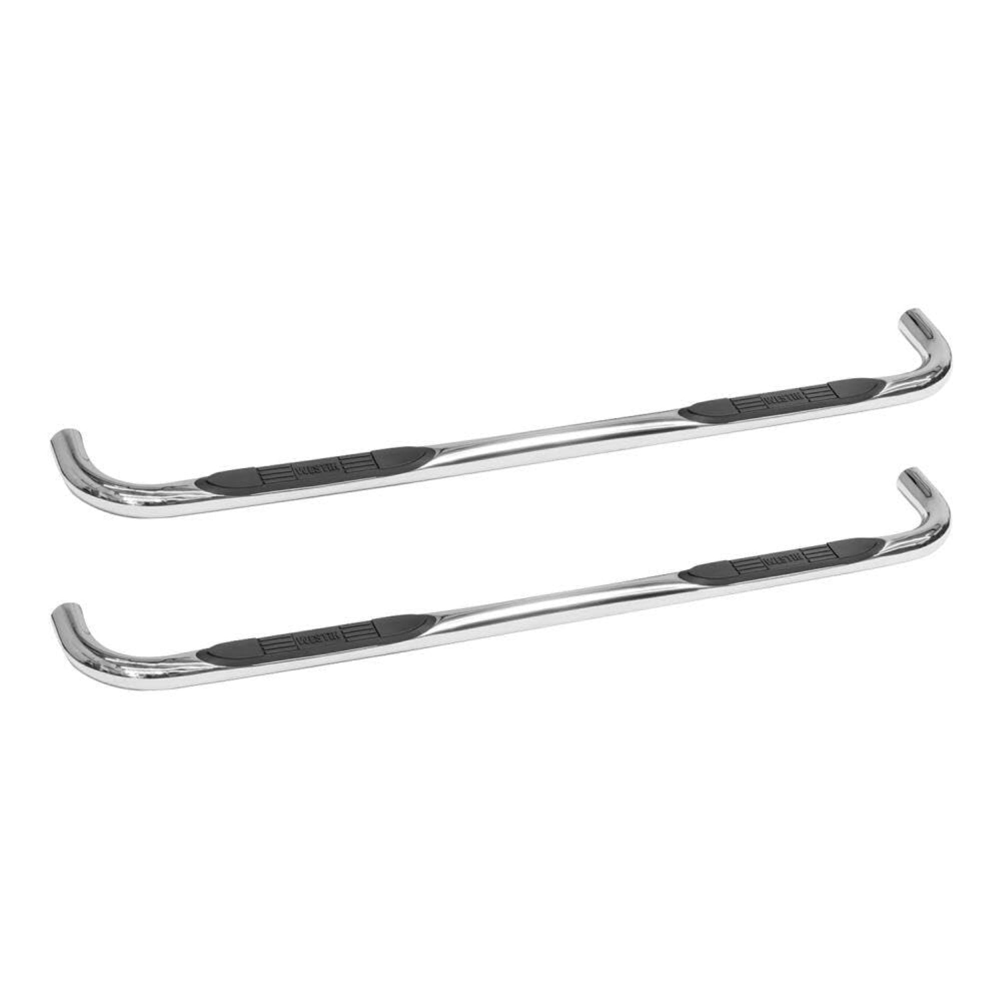 Westin 23-4130 Stainless Steel E-Series 3 Nerf Step Bars | Fits 2019-2020 Silverado/Sierra 1500 Crew Cab | 1 Pair, Polished, 3' Round