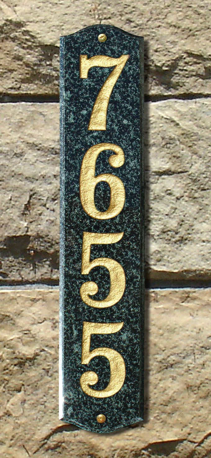 Wexford Vertical  Emerald Green Polished Stone Color Solid Granite Address Plaque