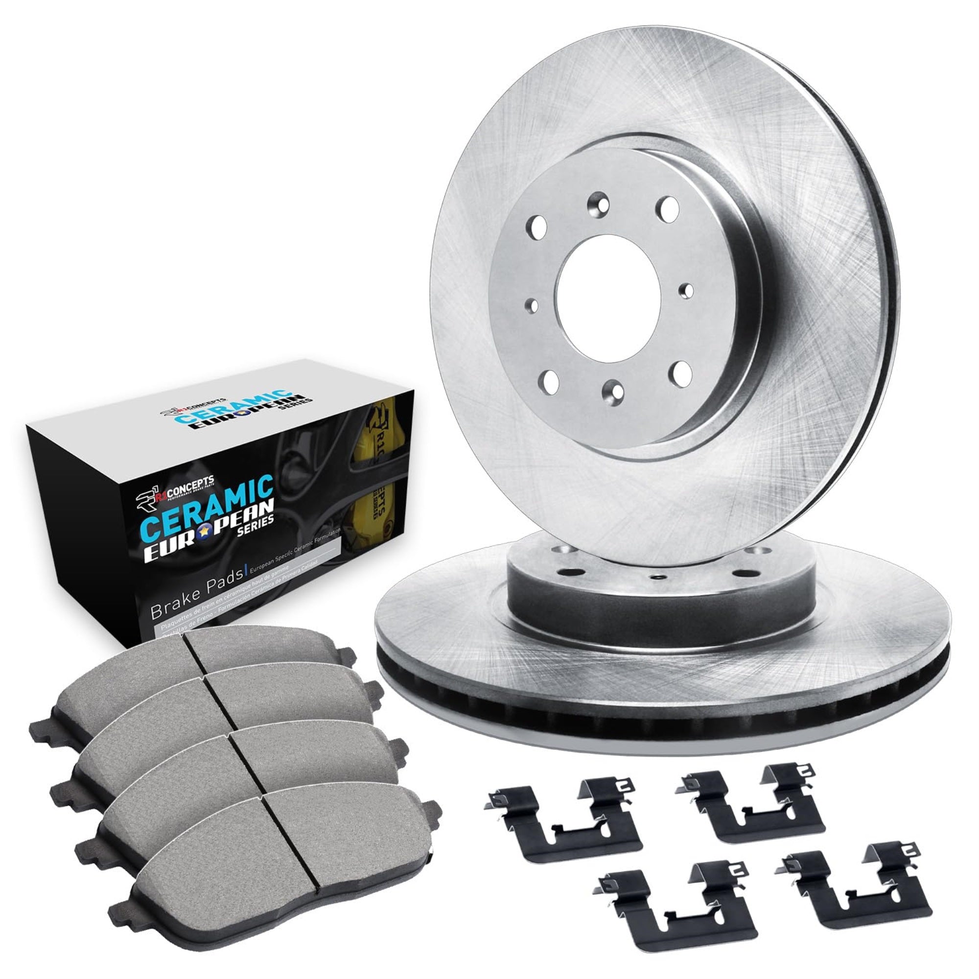 R1 Concepts Disc Brake Rotor Set with Euro Ceramic Pads and Hardware WFTH1-54031
