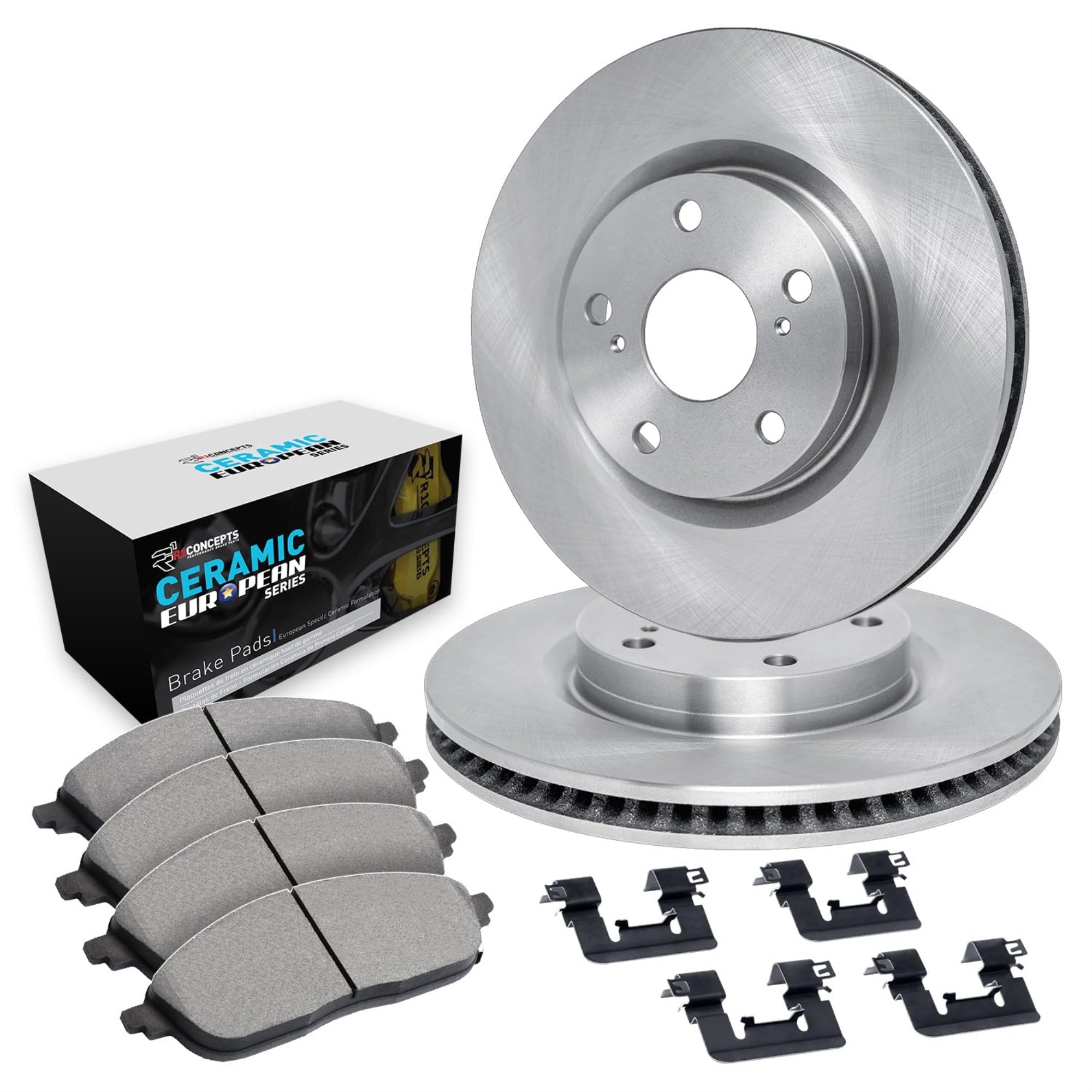 R1 Concepts Disc Brake Rotor Set with Euro Ceramic Pads and Hardware WFTH1-74184