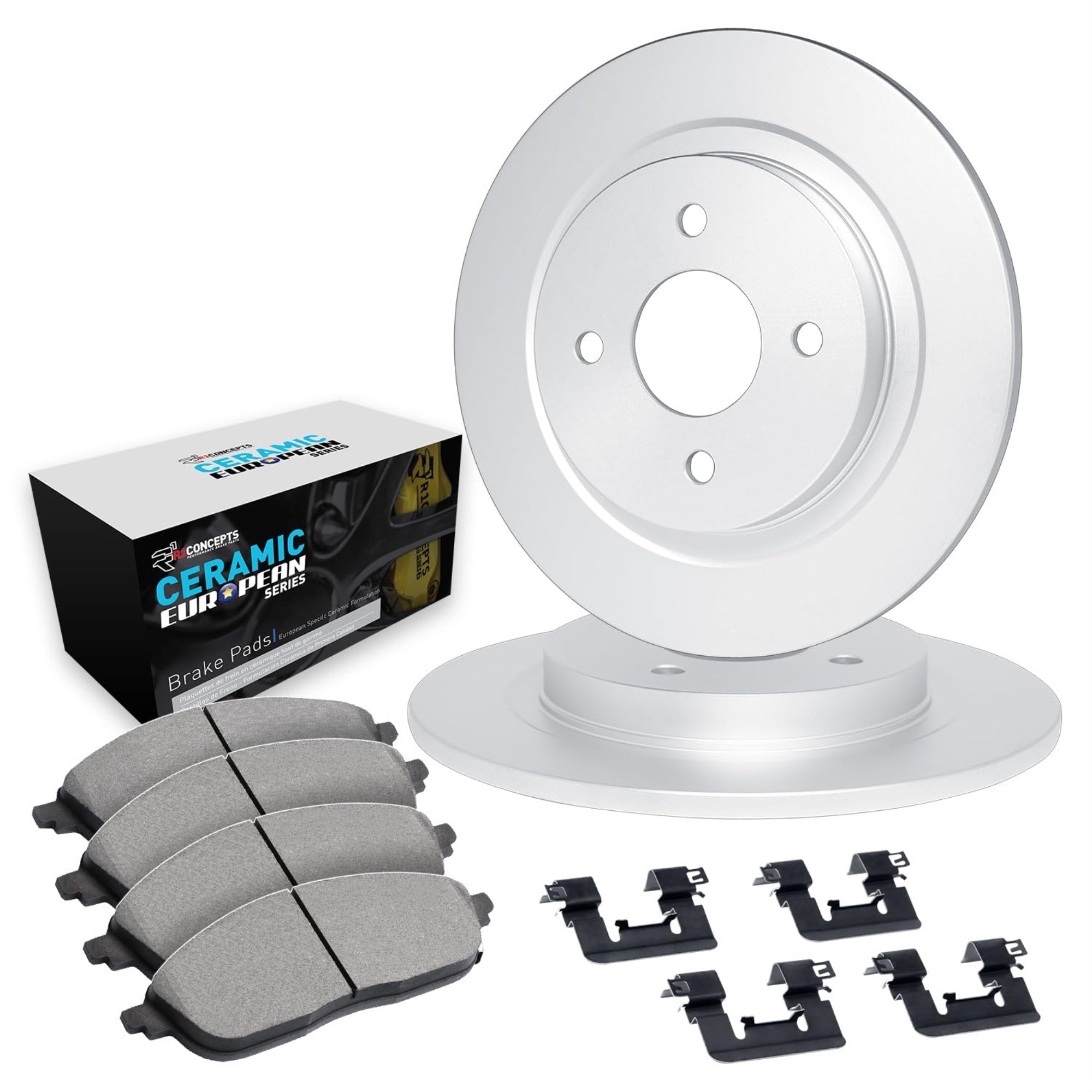 R1 Concepts Disc Brake Rotor Set With Euro Ceramic Pads And Hardware Wfth1-80031