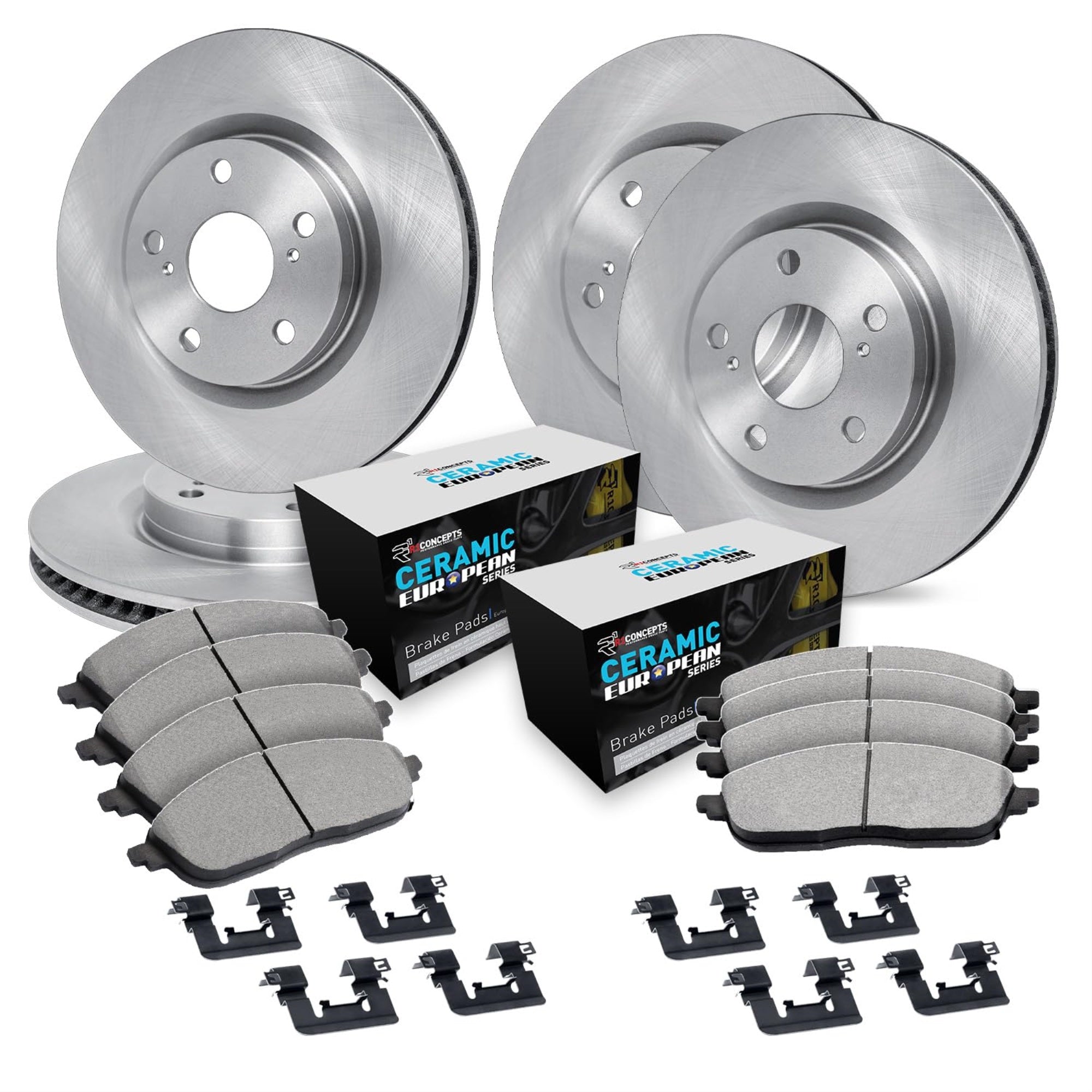 R1 Concepts Disc Brake Rotor Set With Euro Ceramic Pads And Hardware Wfth2-10795