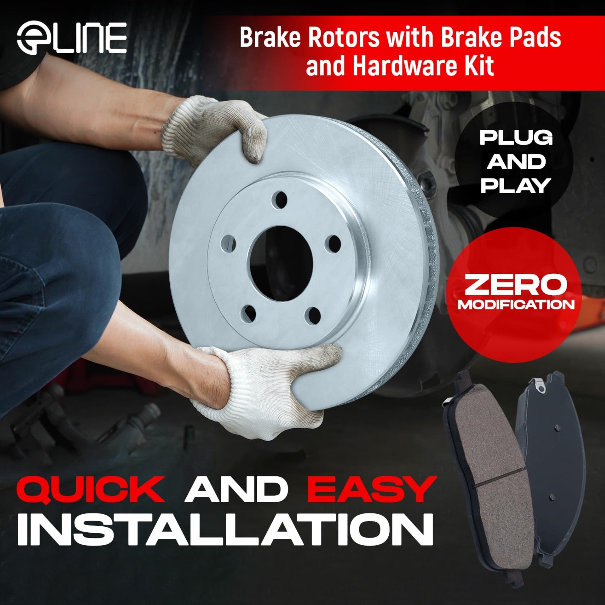 R1 Concepts Disc Brake Rotor Set with Optimum Oe Pads and Hardware WFUH2-13051