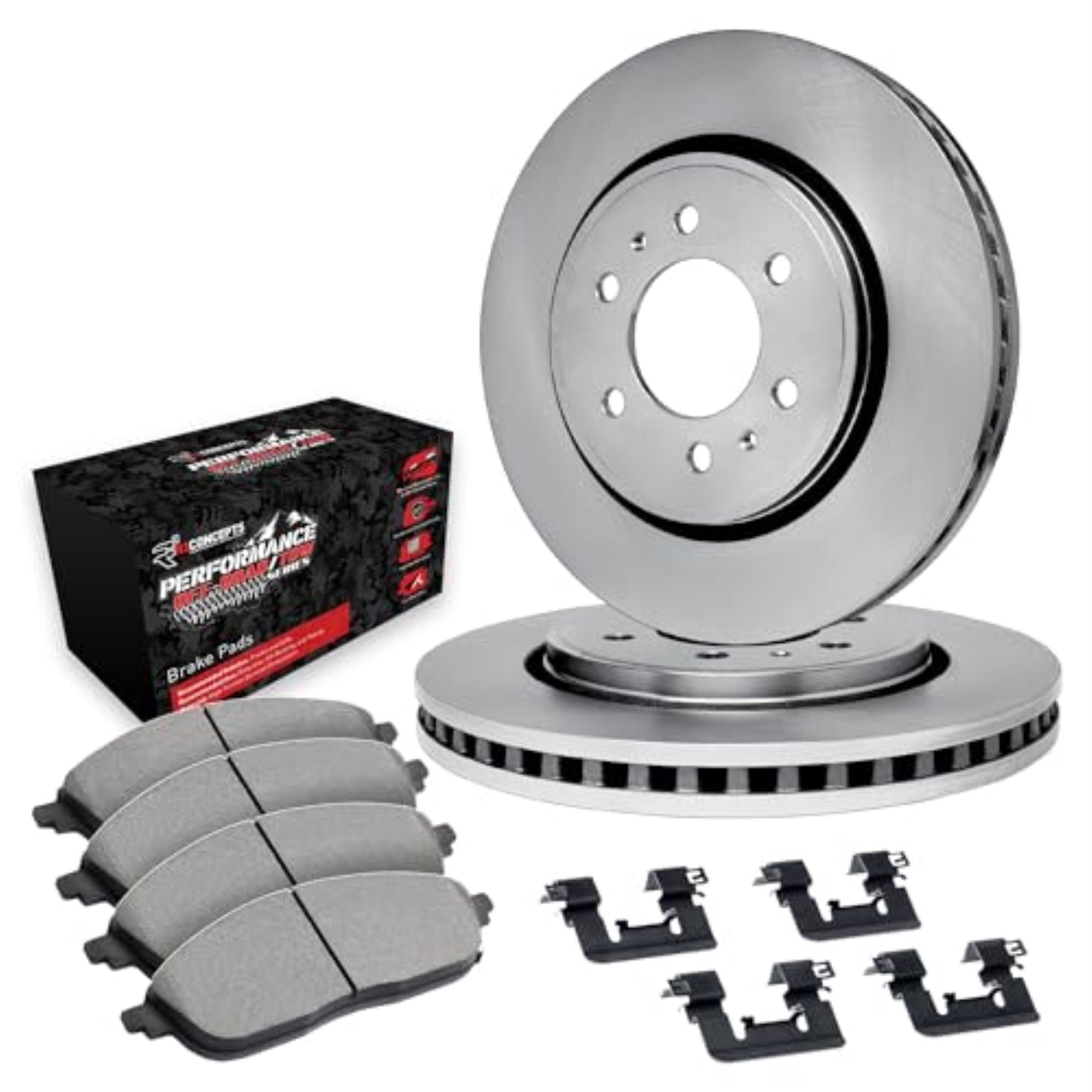 R1 Concepts Disc Brake Rotor Set with Off-Road/Tow Brake Pads and Hardware WFVH1-48124