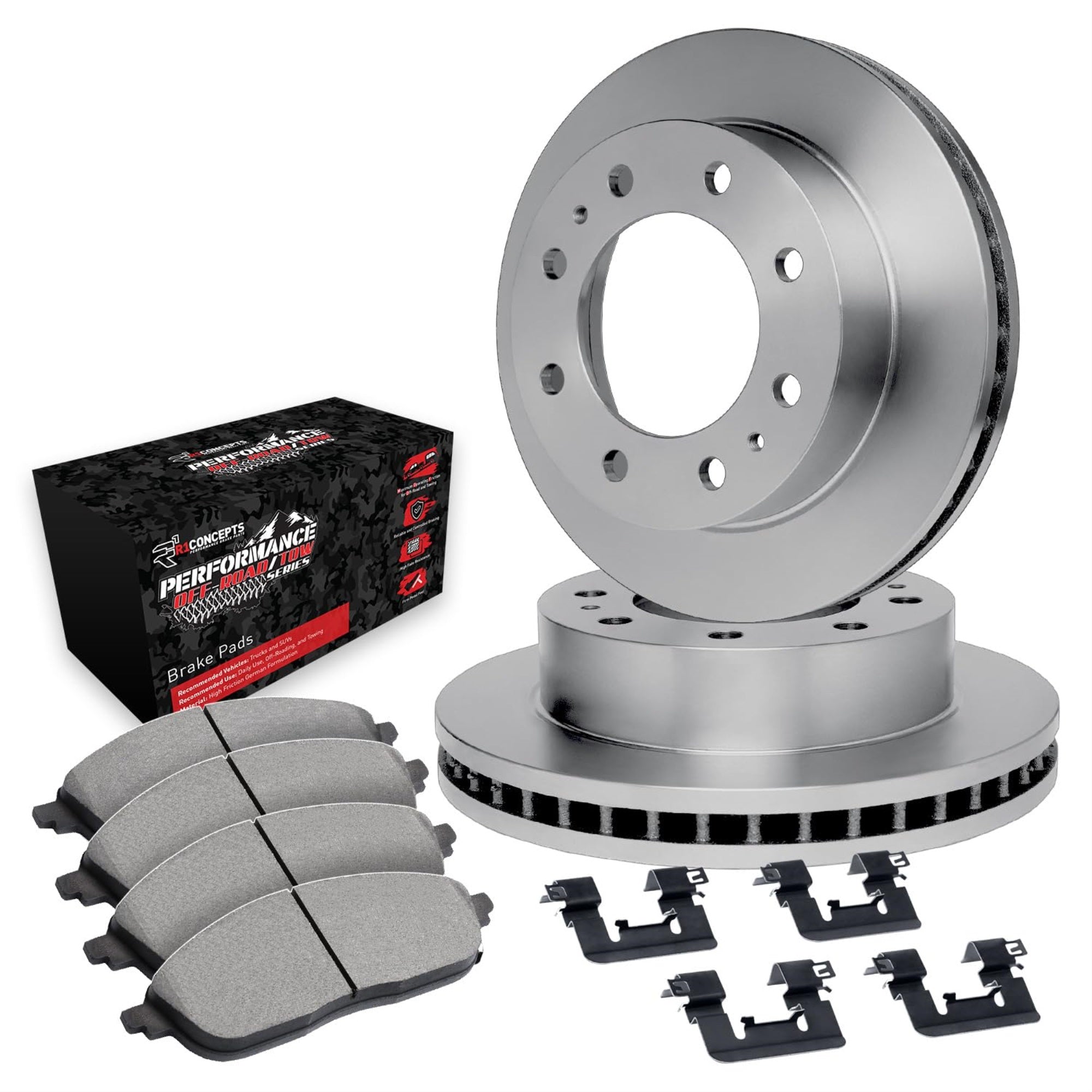 R1 Concepts Disc Brake Rotor Set With Off-Road/Tow Brake Pads And Hardware Wfvh1-54290