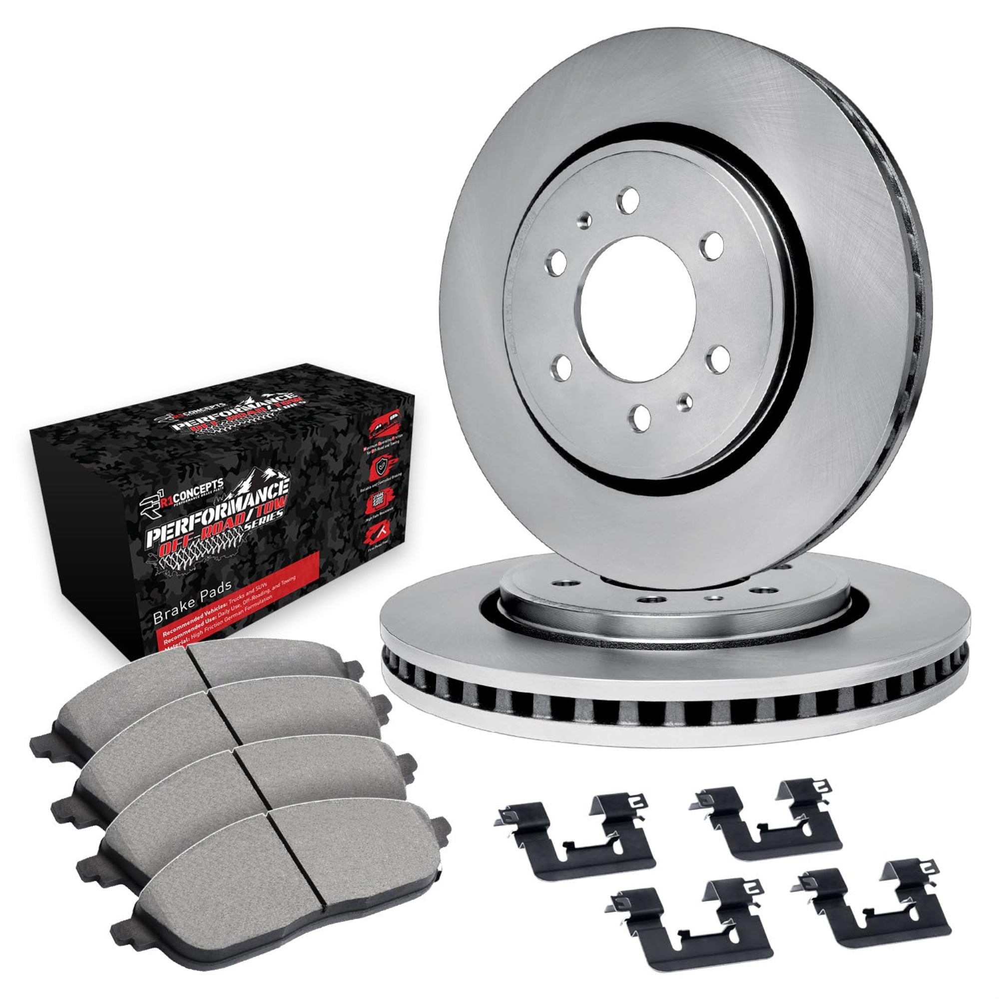 R1 Concepts Disc Brake Rotor Set with Off-Road/Tow Brake Pads and Hardware WFVH1-76017