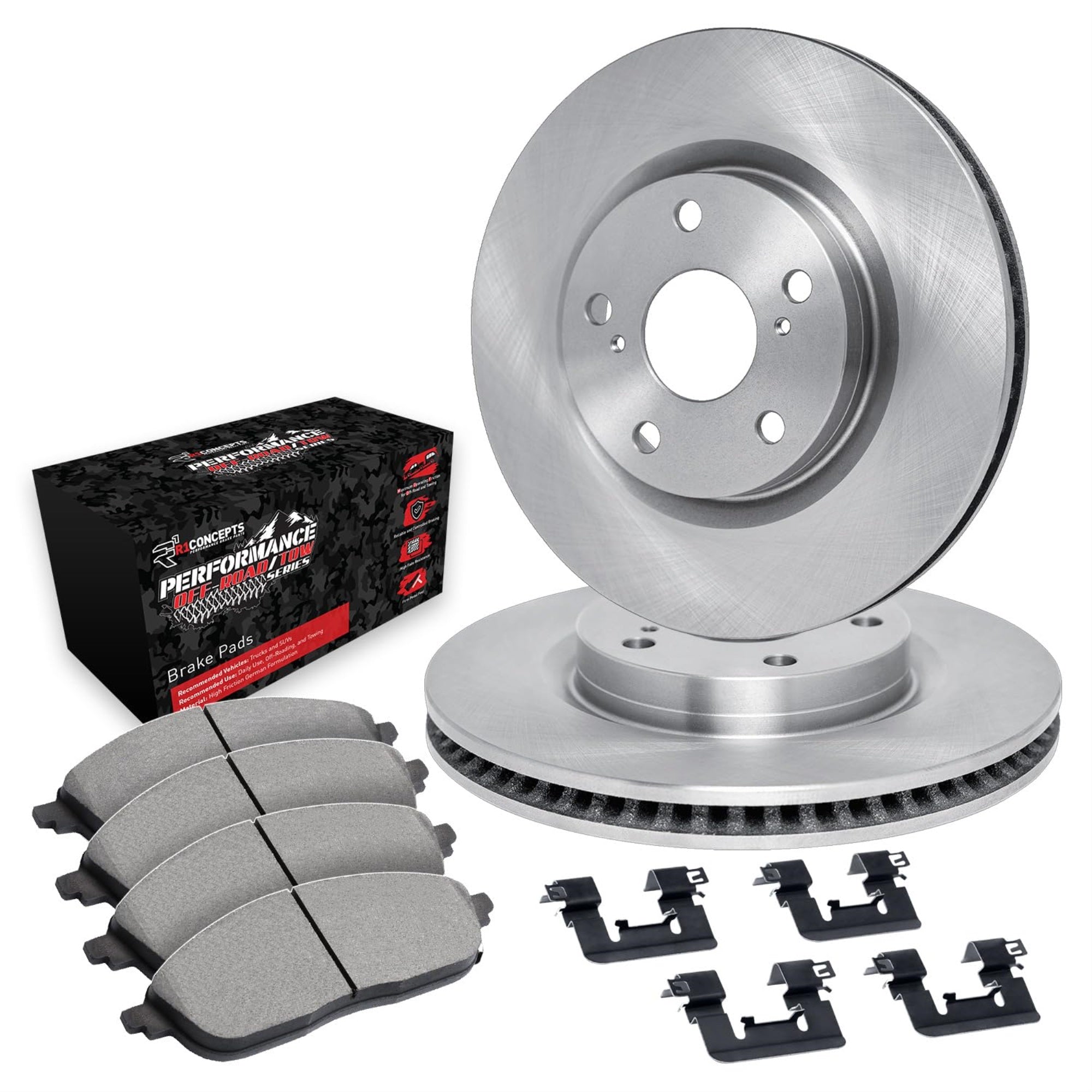 R1 Concepts Disc Brake Rotor Set With Off-Road/Tow Brake Pads And Hardware Wfvh1-76055