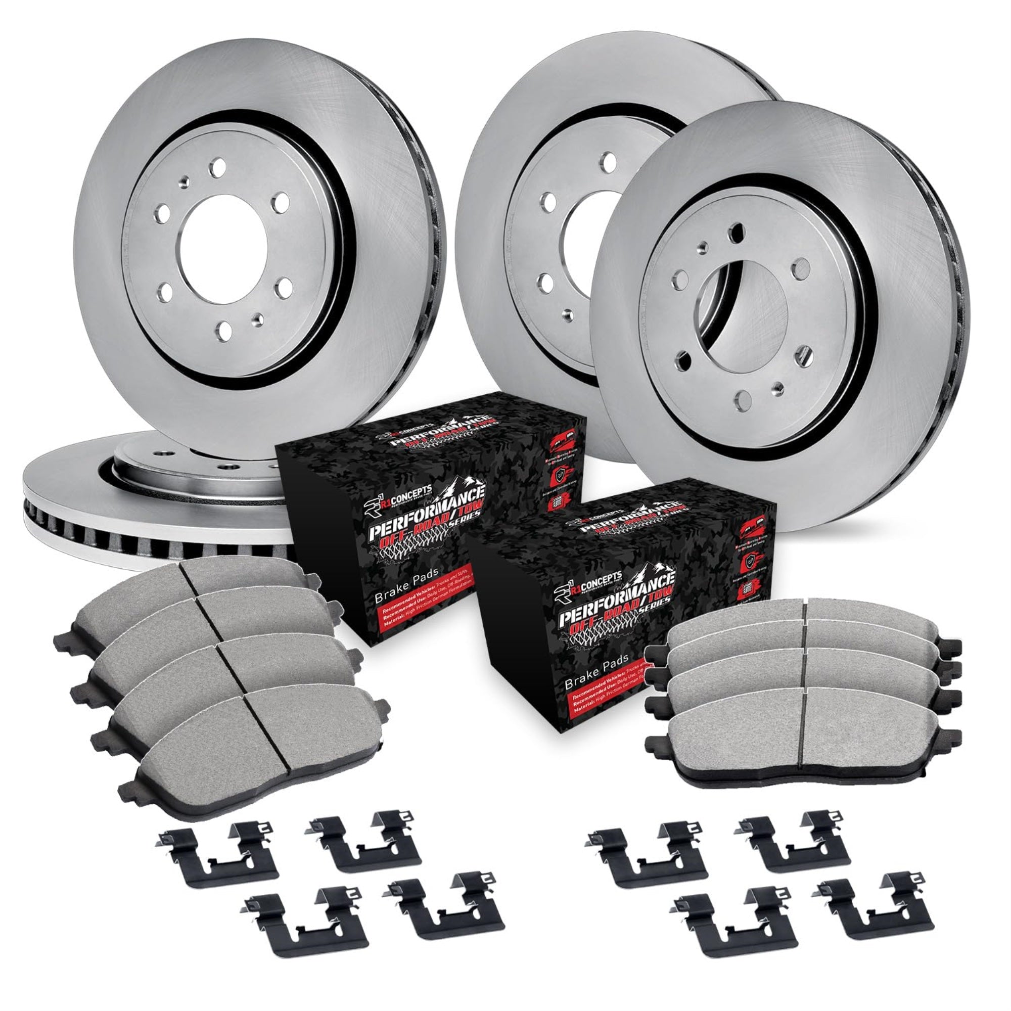 R1 Concepts Disc Brake Rotor Set With Off-Road/Tow Brake Pads And Hardware Wfvh2-76005