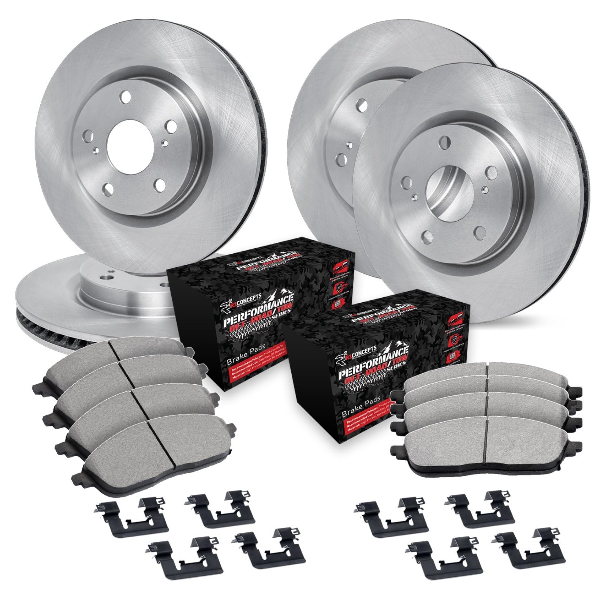 R1 Concepts Disc Brake Rotor Set With Off-Road/Tow Brake Pads And Hardware Wfvh2-76018