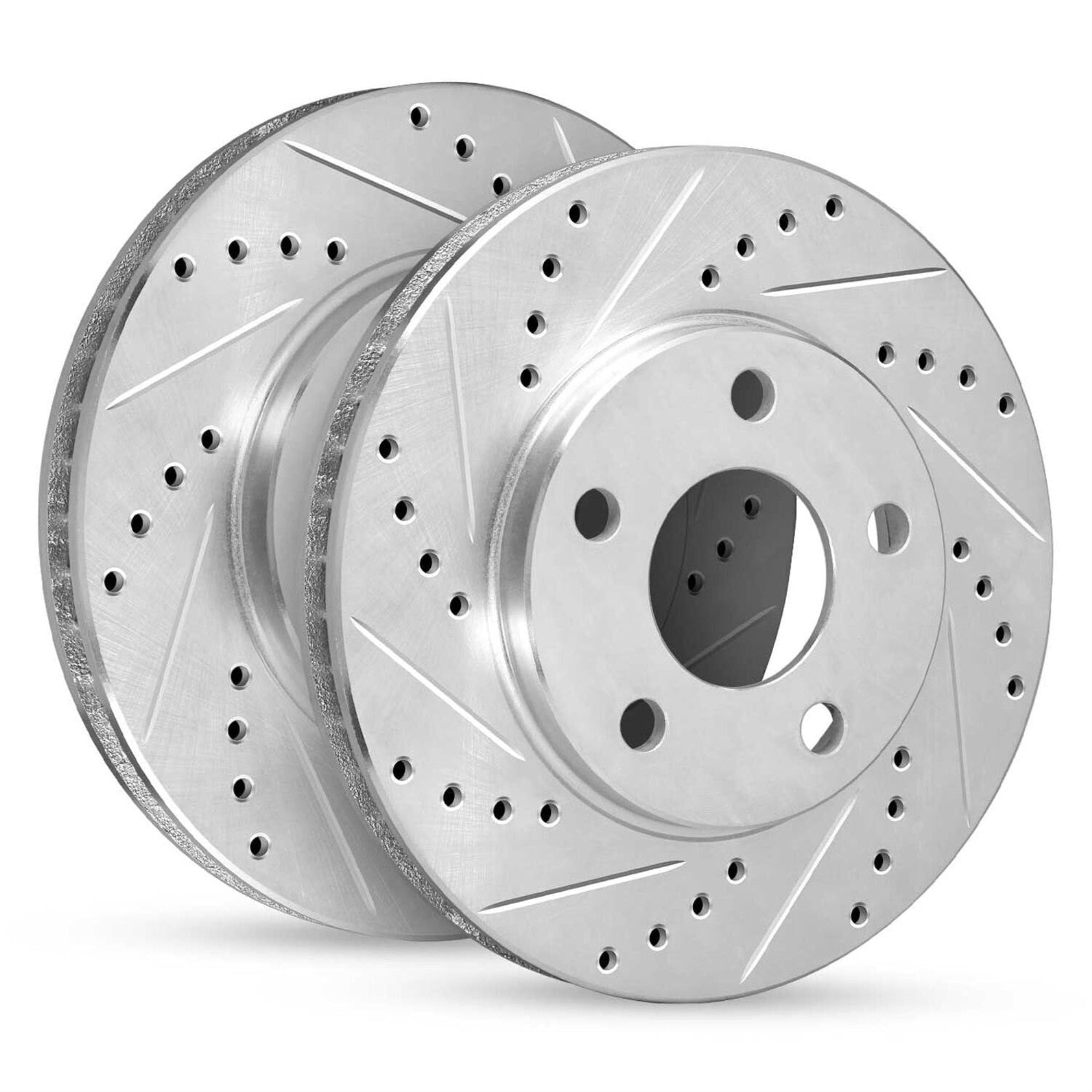 R1 Concepts Drilled and Slotted Silver Disc Brake Rotor Set