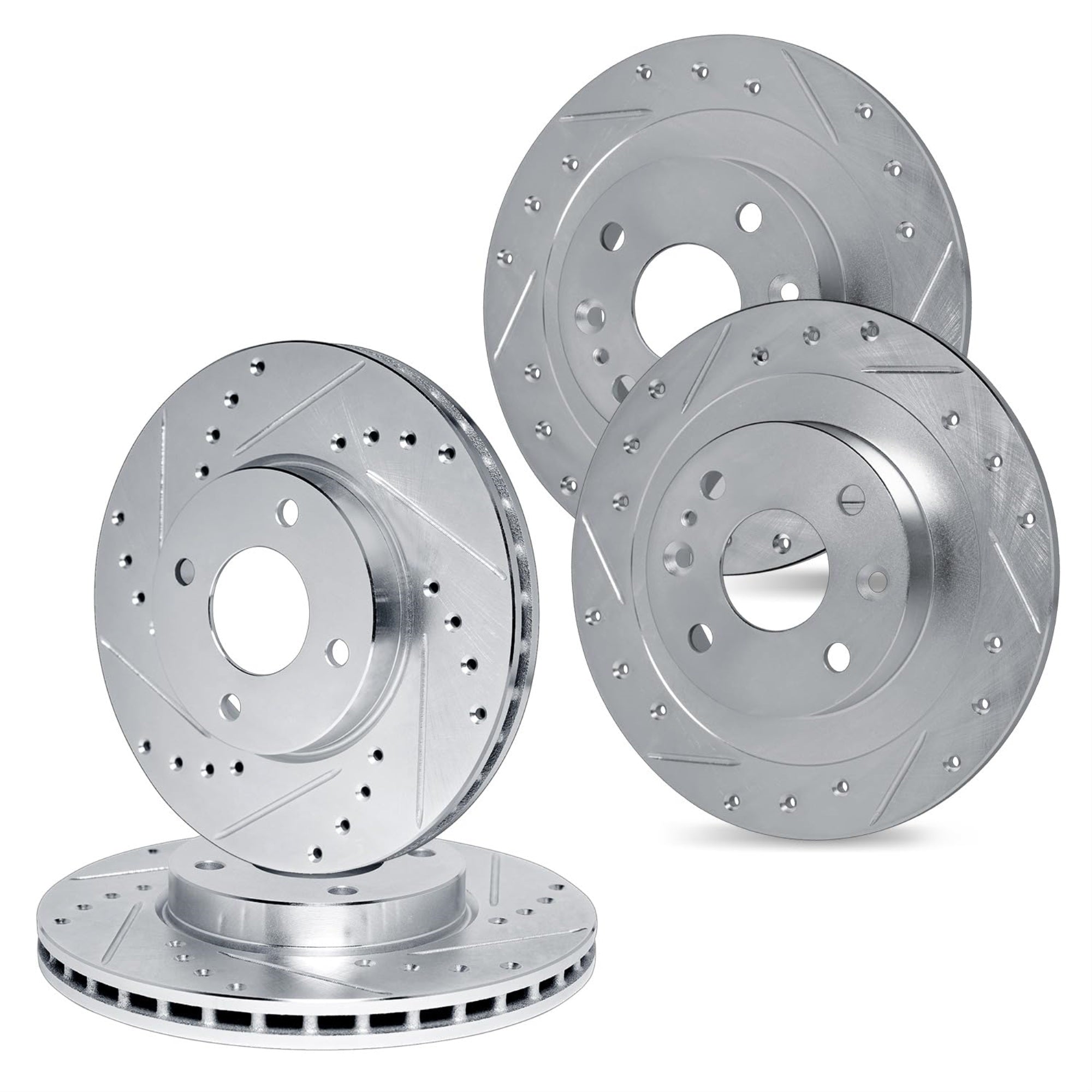 R1 Concepts Drilled and Slotted Silver Disc Brake Rotor Set