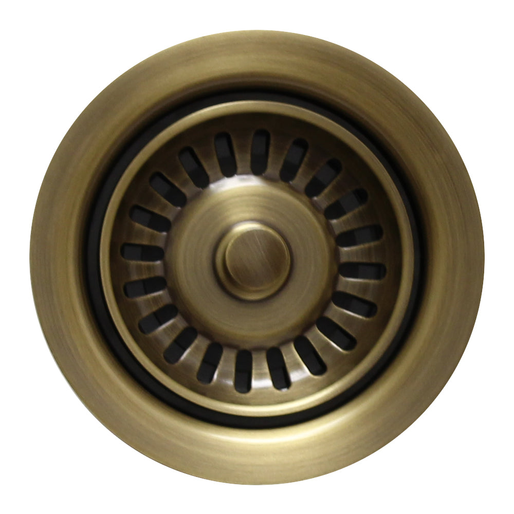 3 1/2″ Waste Disposer Trim with Matching Basket Strainer - Antique Brass