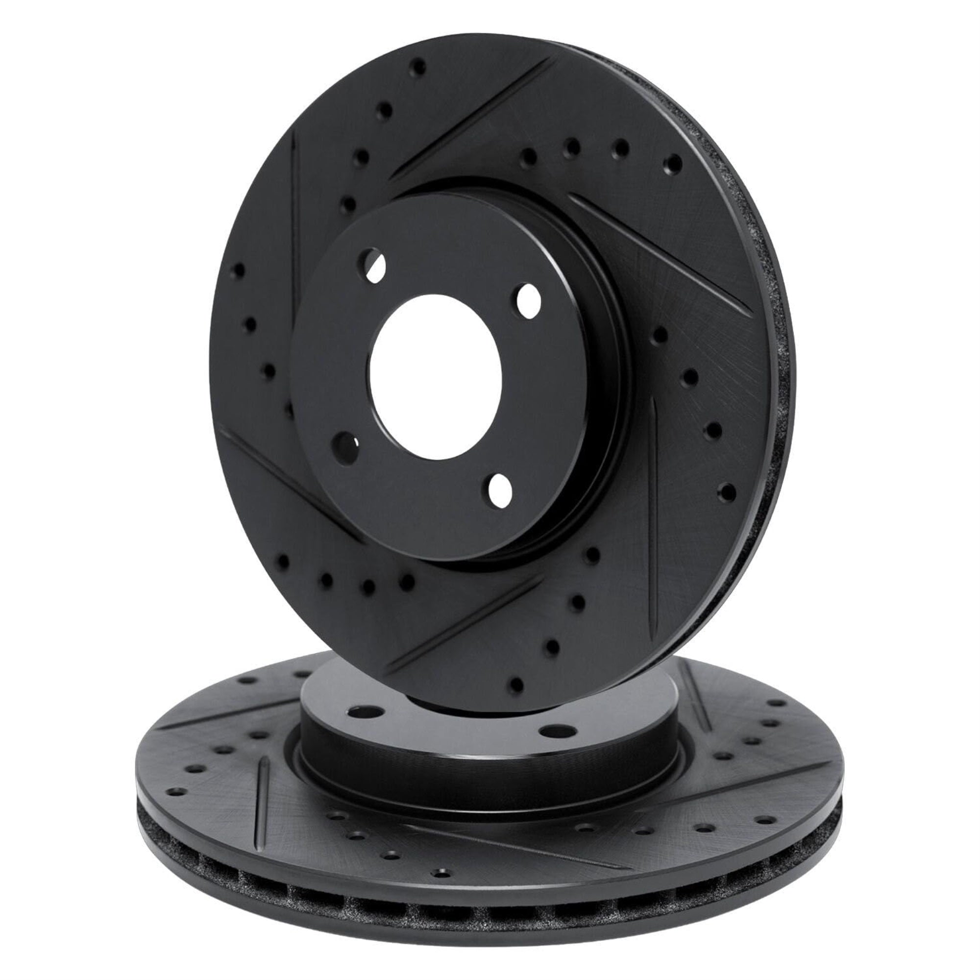 R1 Concepts Drilled and Slotted Black Disc Brake Rotor Set