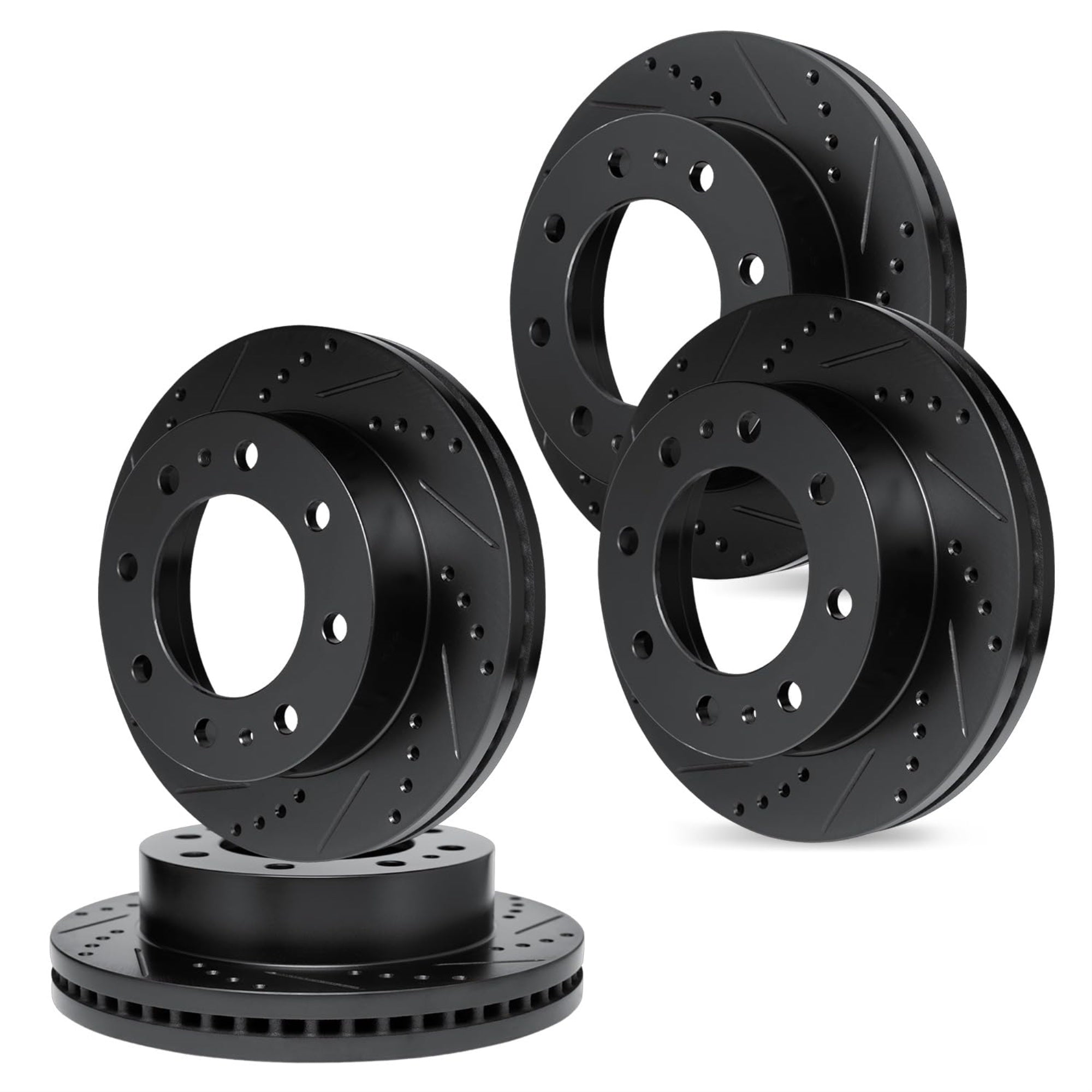 R1 Concepts Drilled And Slotted Black Disc Brake Rotor Set Whpn2-48095