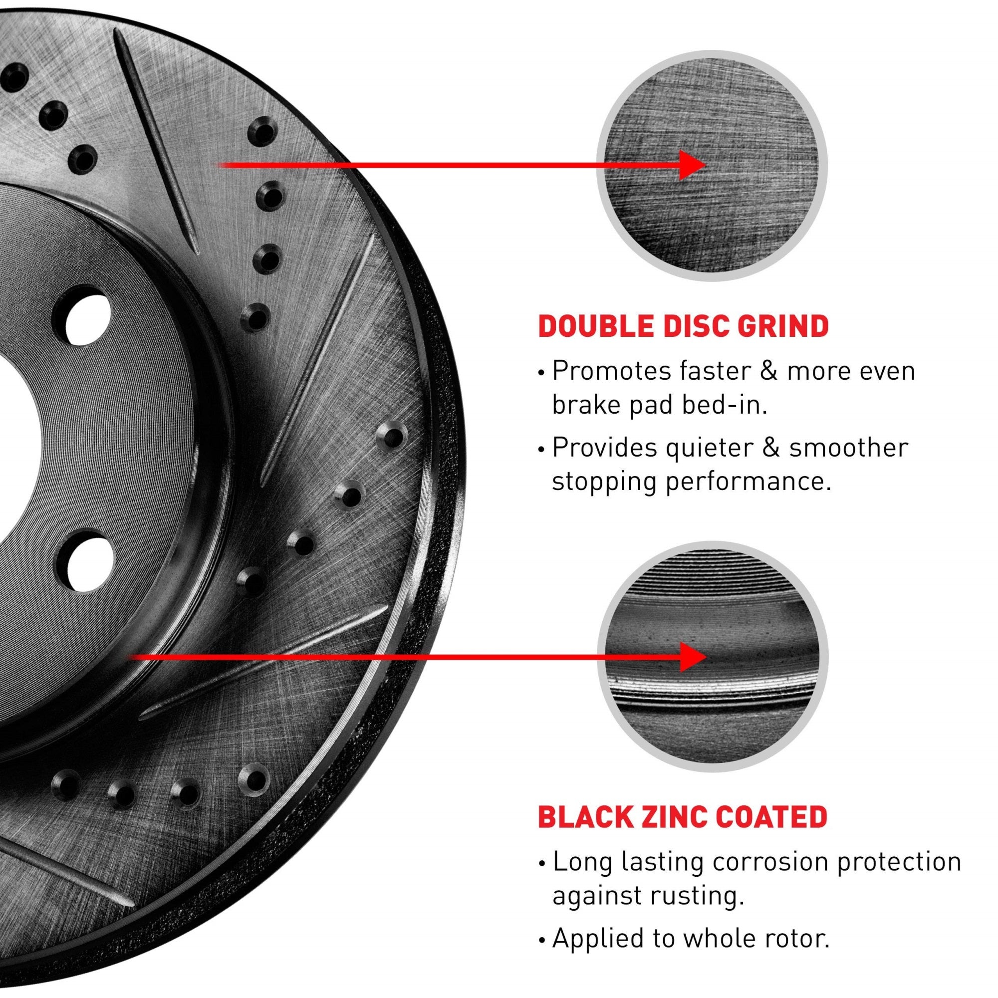 R1 Concepts Drilled And Slotted Black Disc Brake Rotor Set Whpn2-59013