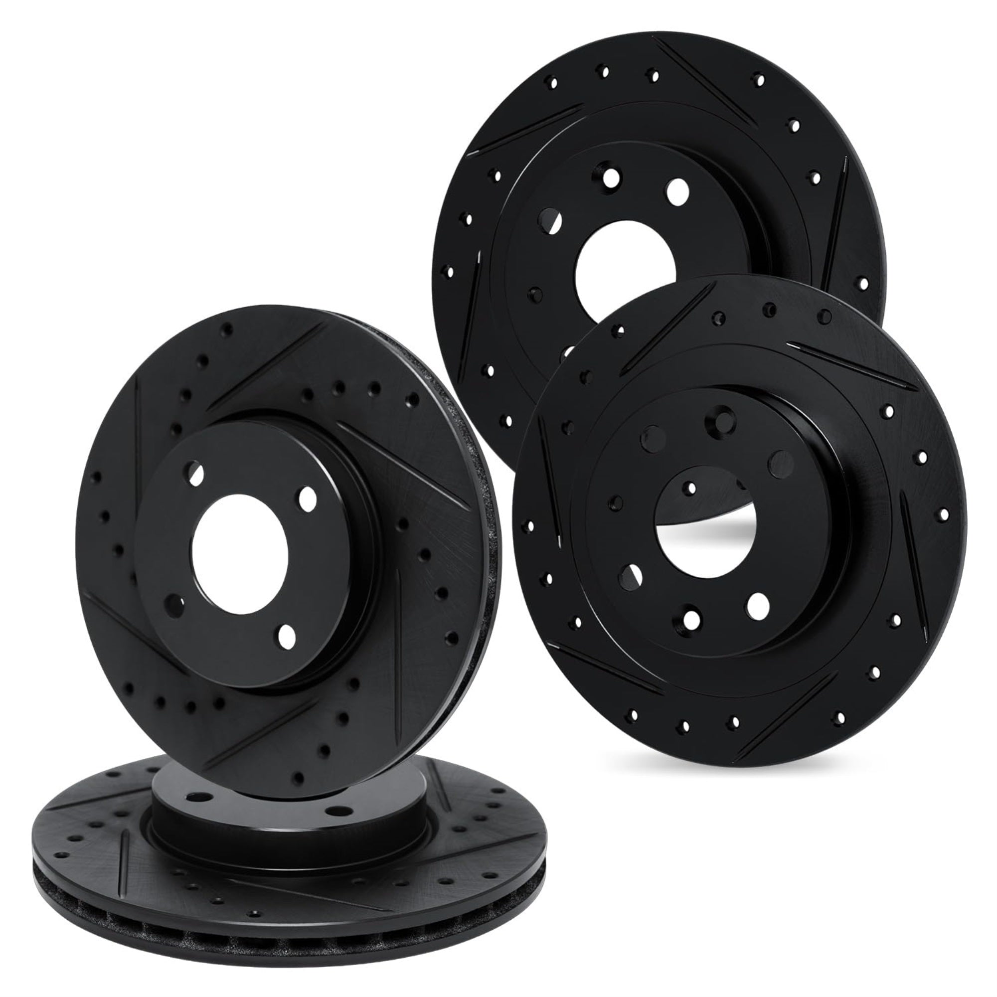 R1 Concepts Drilled and Slotted Black Disc Brake Rotor Set WHPN2-59025