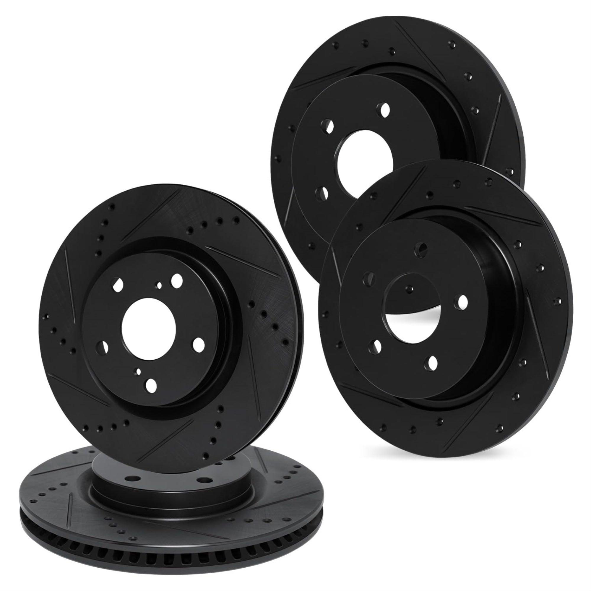 R1 Concepts Drilled and Slotted Black Disc Brake Rotor Set WHPN2-76045