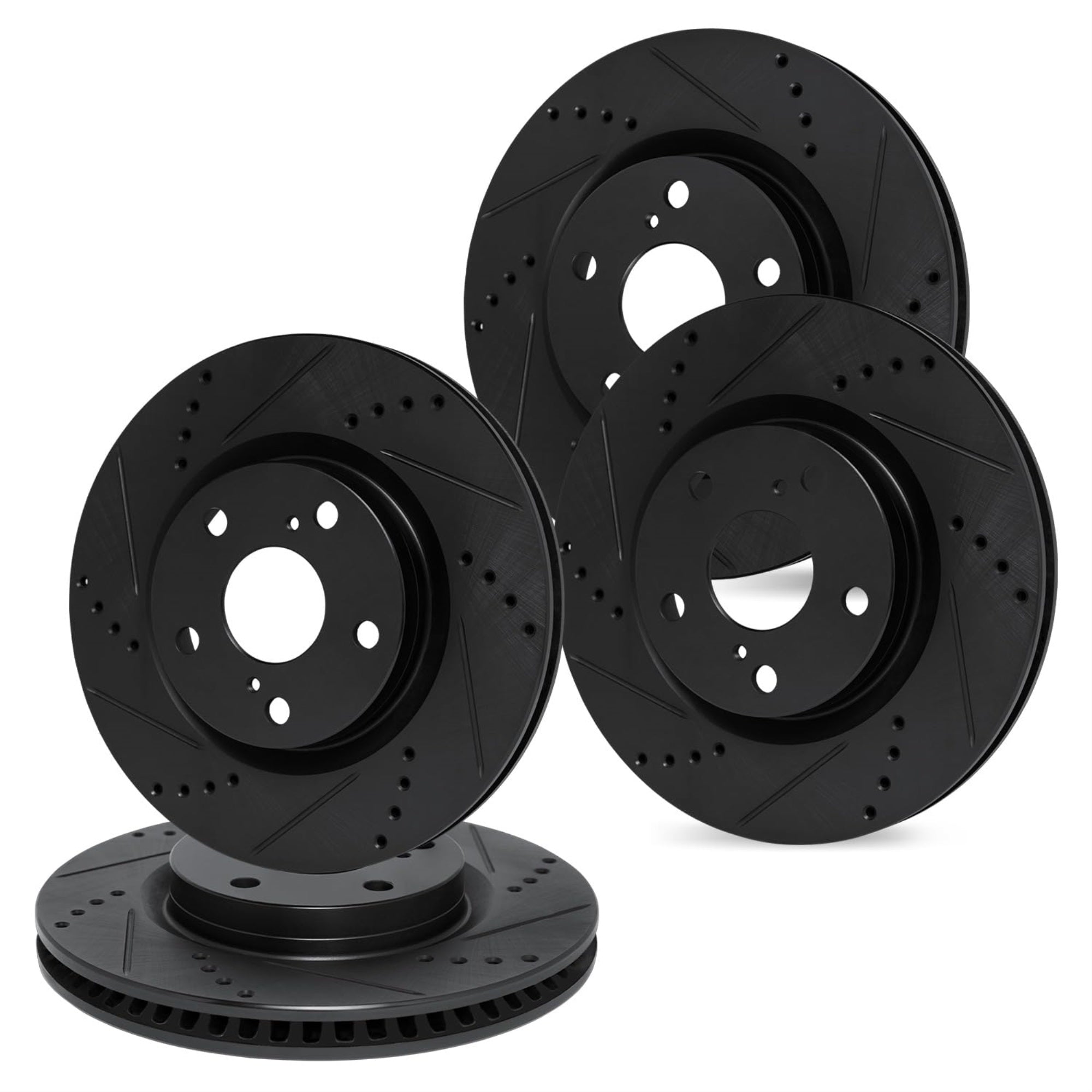 R1 Concepts Drilled and Slotted Black Disc Brake Rotor Set WHPN2-76113