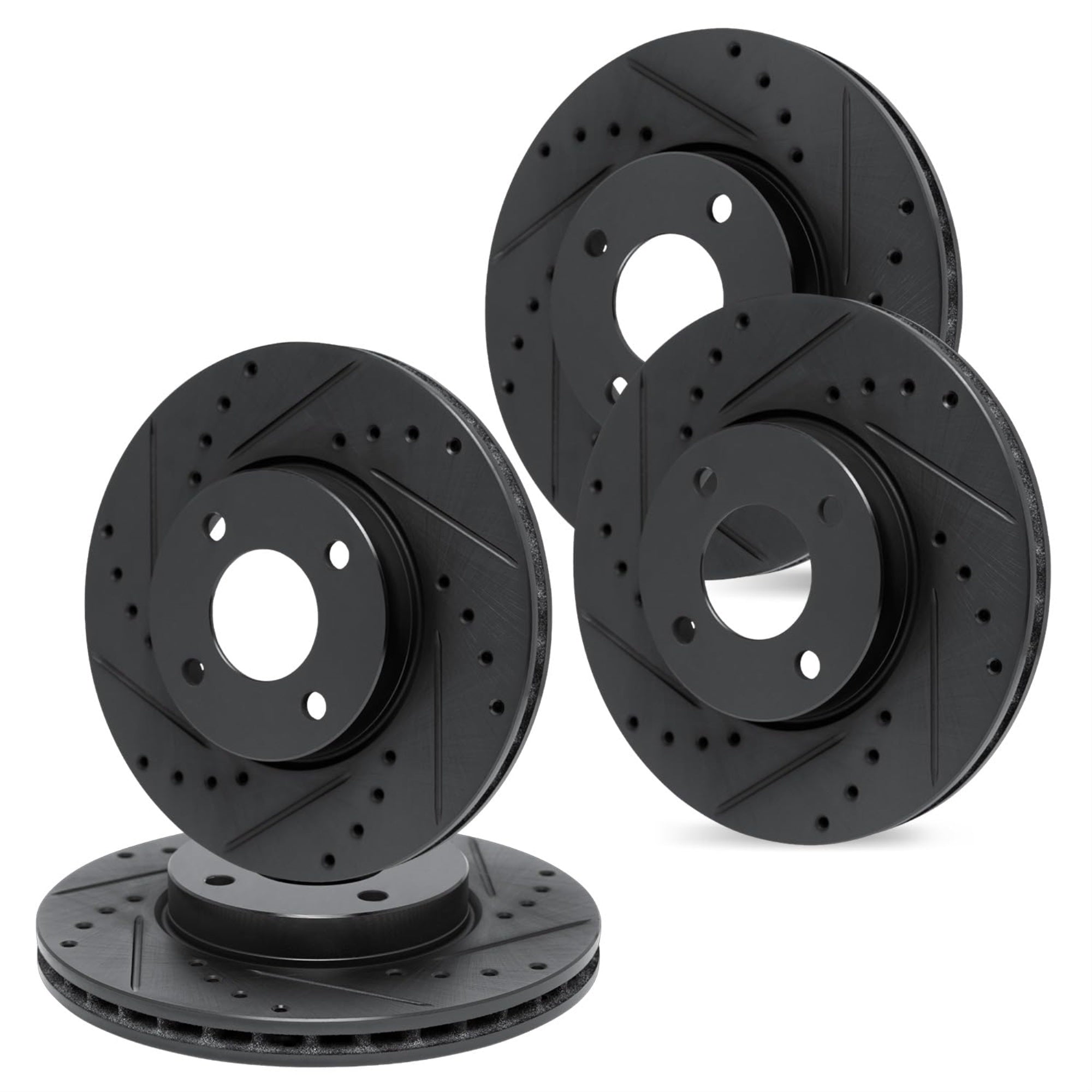 R1 Concepts Drilled And Slotted Black Disc Brake Rotor Set Whpn2-76115