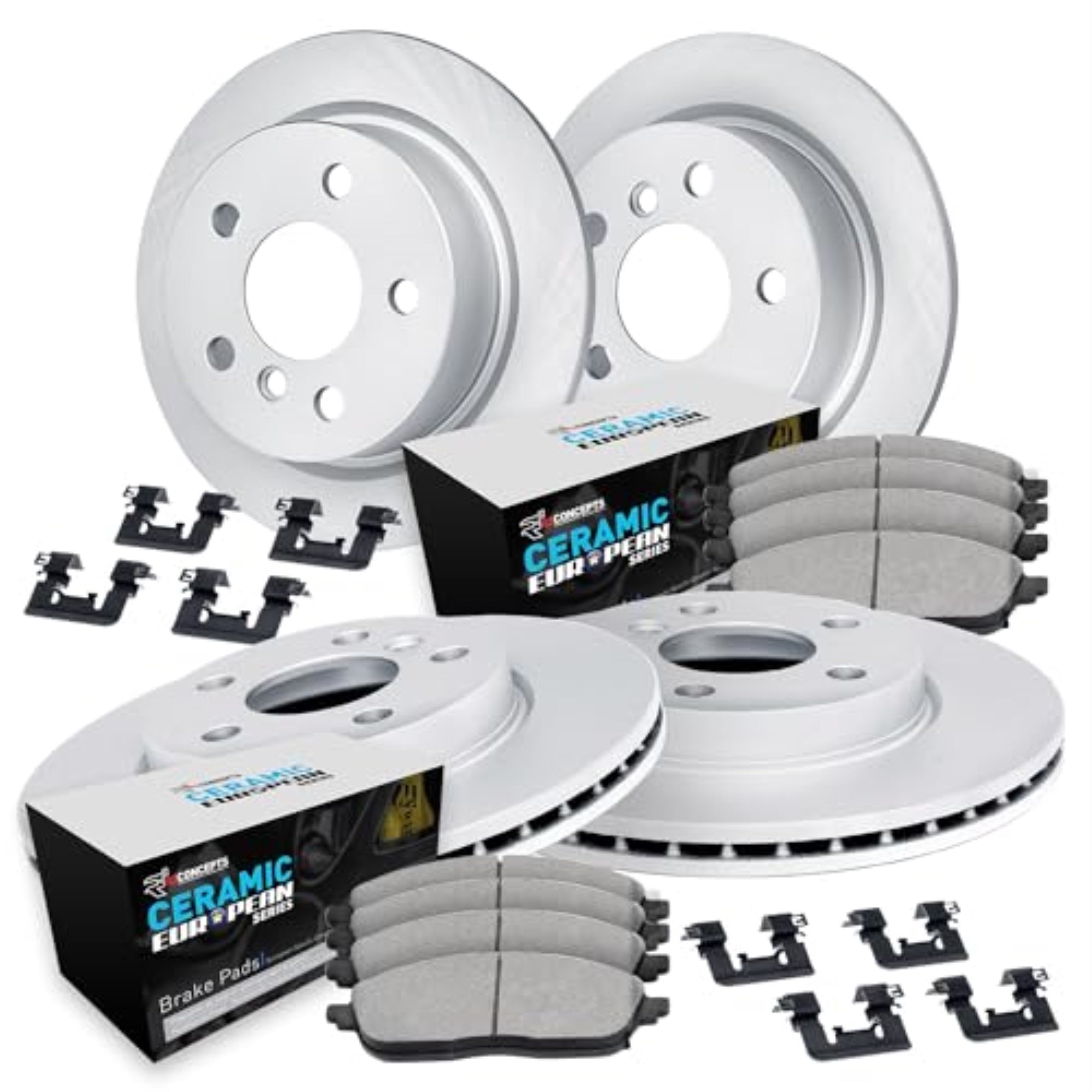 R1 Concepts Geomet Disc Brake Rotor Set With Euro Ceramic Pads And Hardware Wjth2-74001