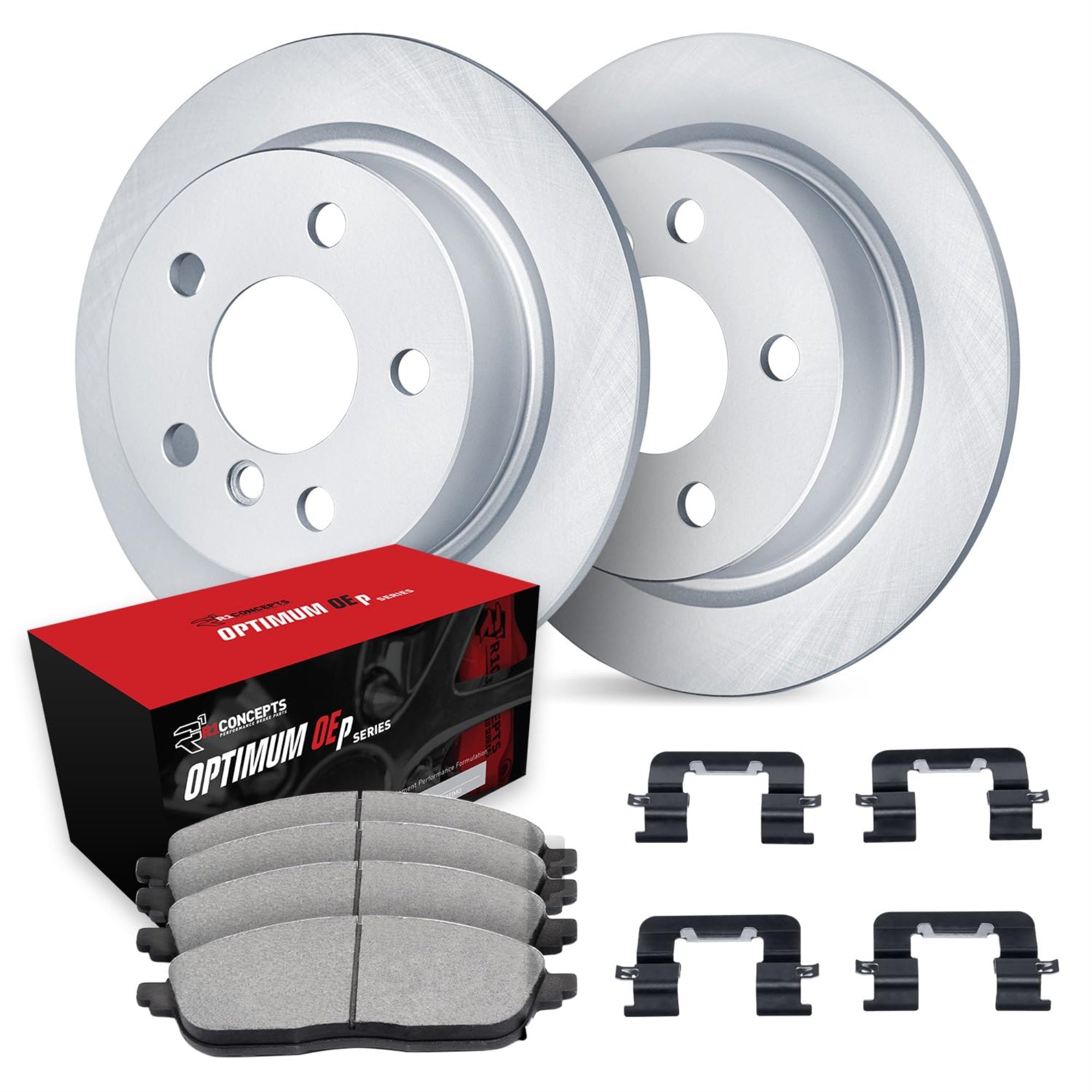 R1 Concepts GEOMET Disc Brake Rotor Set with Optimum Oe Pads and Hardware WJUH1-63256