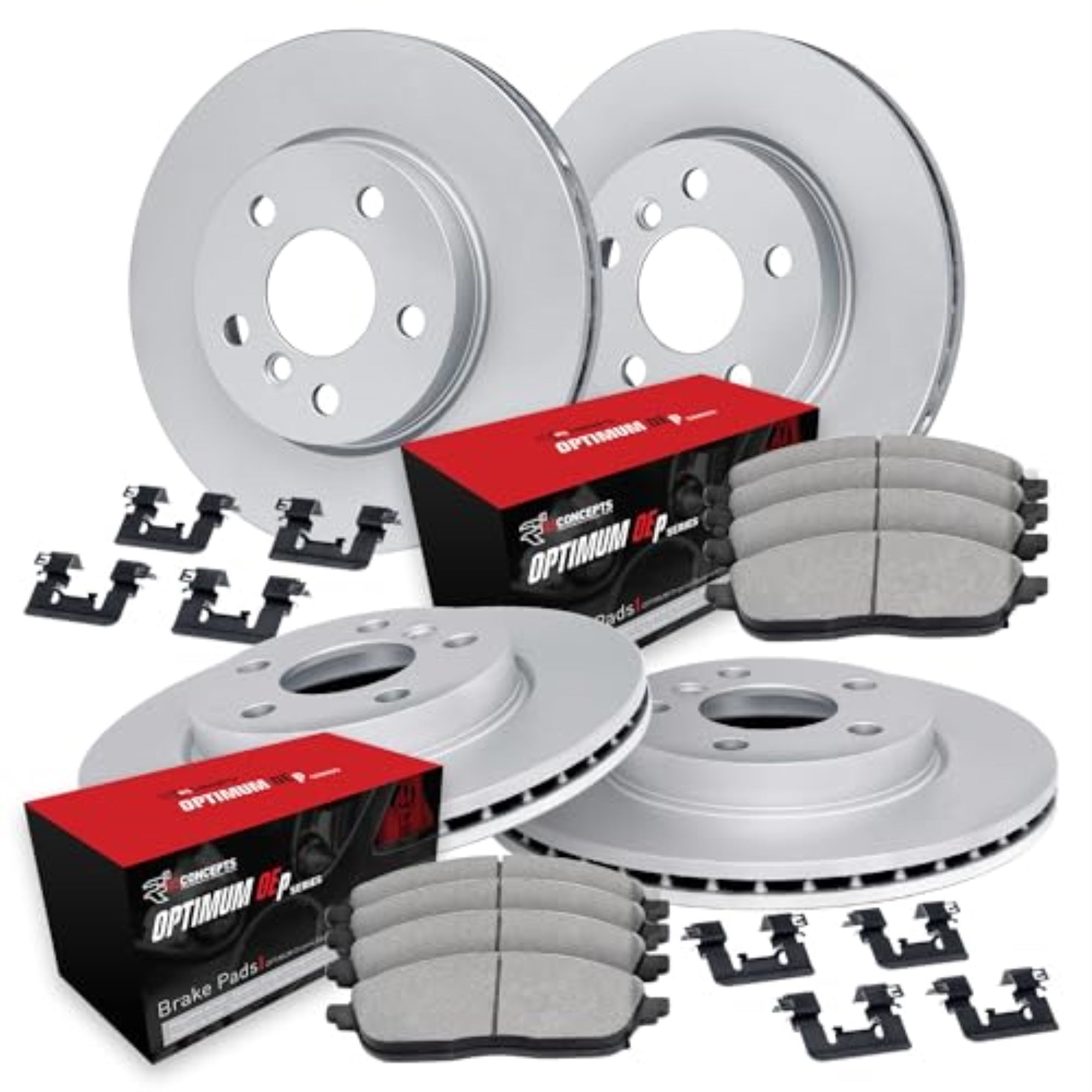 R1 Concepts GEOMET Disc Brake Rotor Set with Optimum Oe Pads and Hardware WJUH2-02022