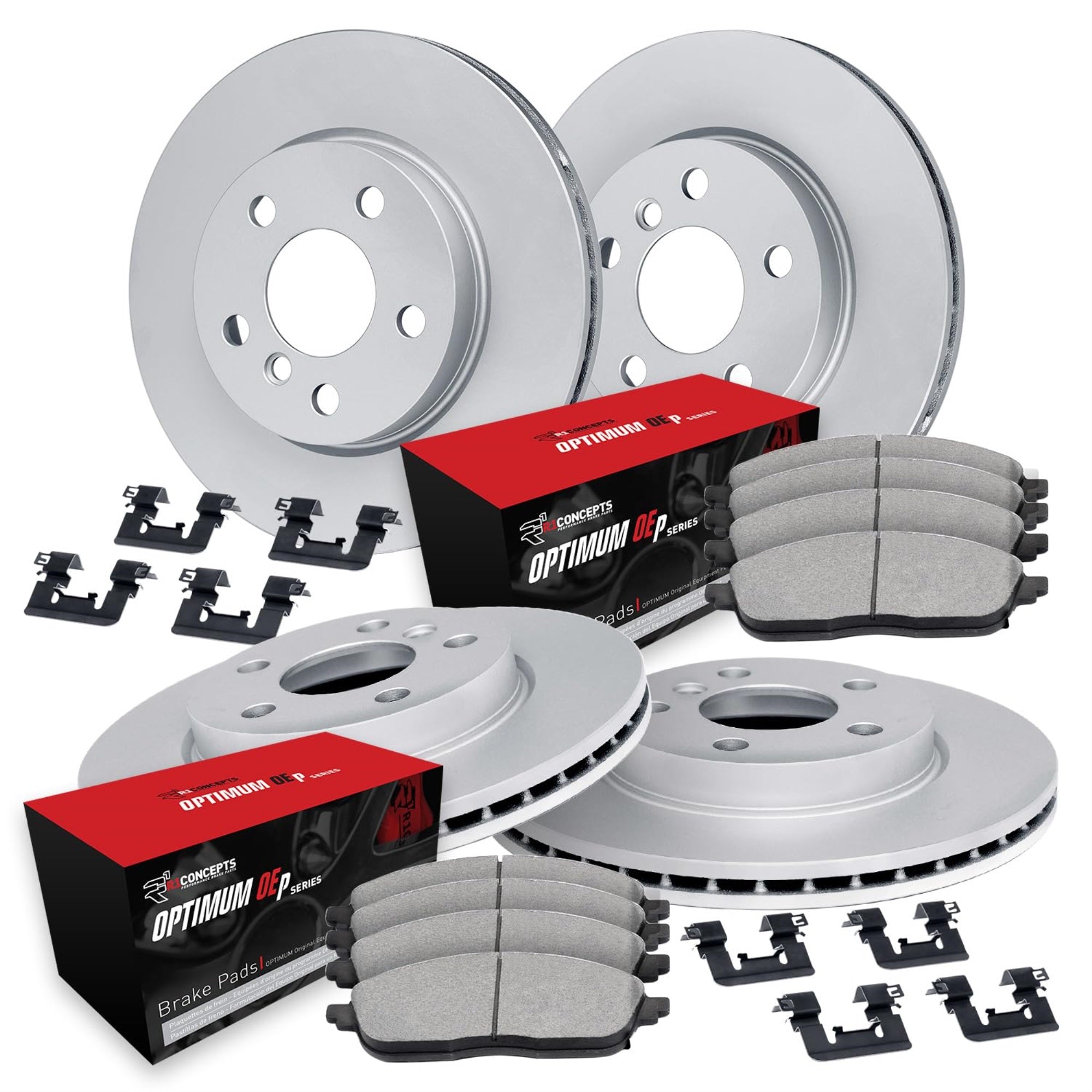 R1 Concepts GEOMET Disc Brake Rotor Set with Optimum Oe Pads and Hardware WJUH2-31189
