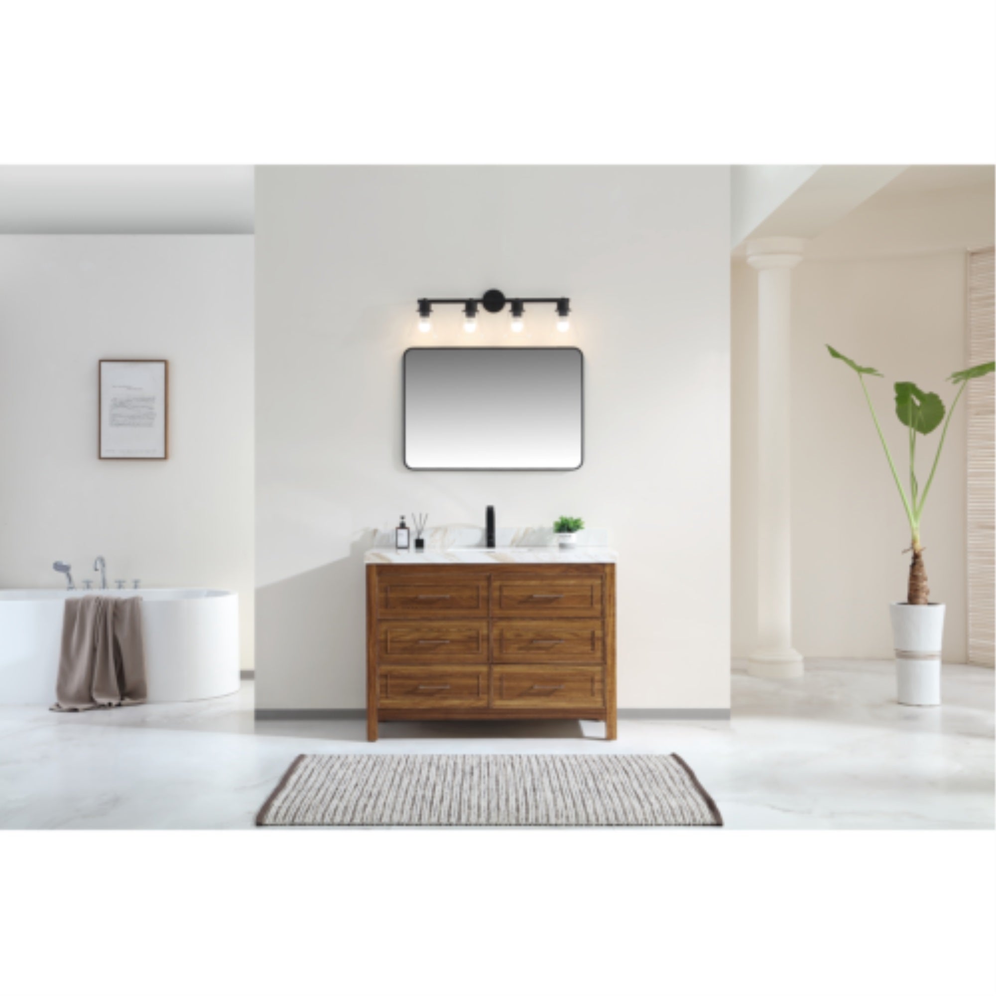 48 EBONY SINK VANITY LIGHT FINISH WITH WK-48 TOP 2??THICK WHITE NATURAL TOP