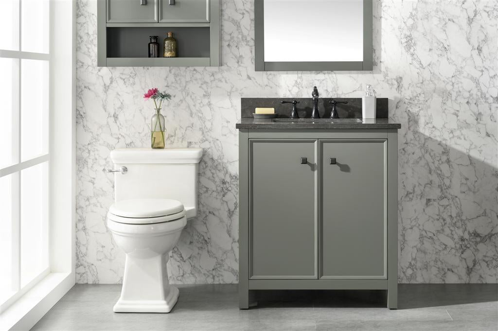 30 Pewter Green Finish Sink Vanity Cabinet With Blue Lime Stone Top
