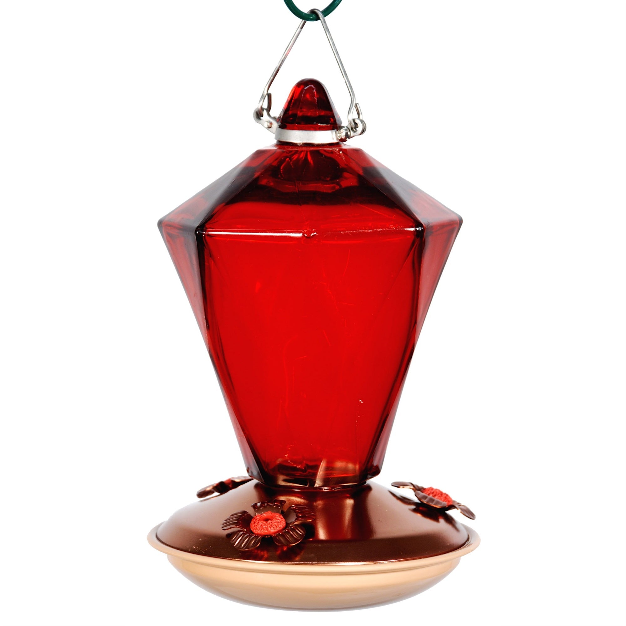Brushed Copper Diamond Glass Hummingbird Feeder