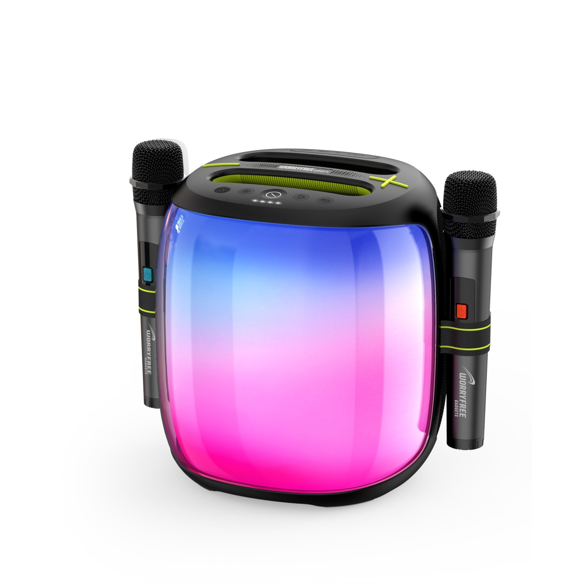 100W Portable Bluetooth Party Speaker with Two Microphones Glowing RGB Lights, Black