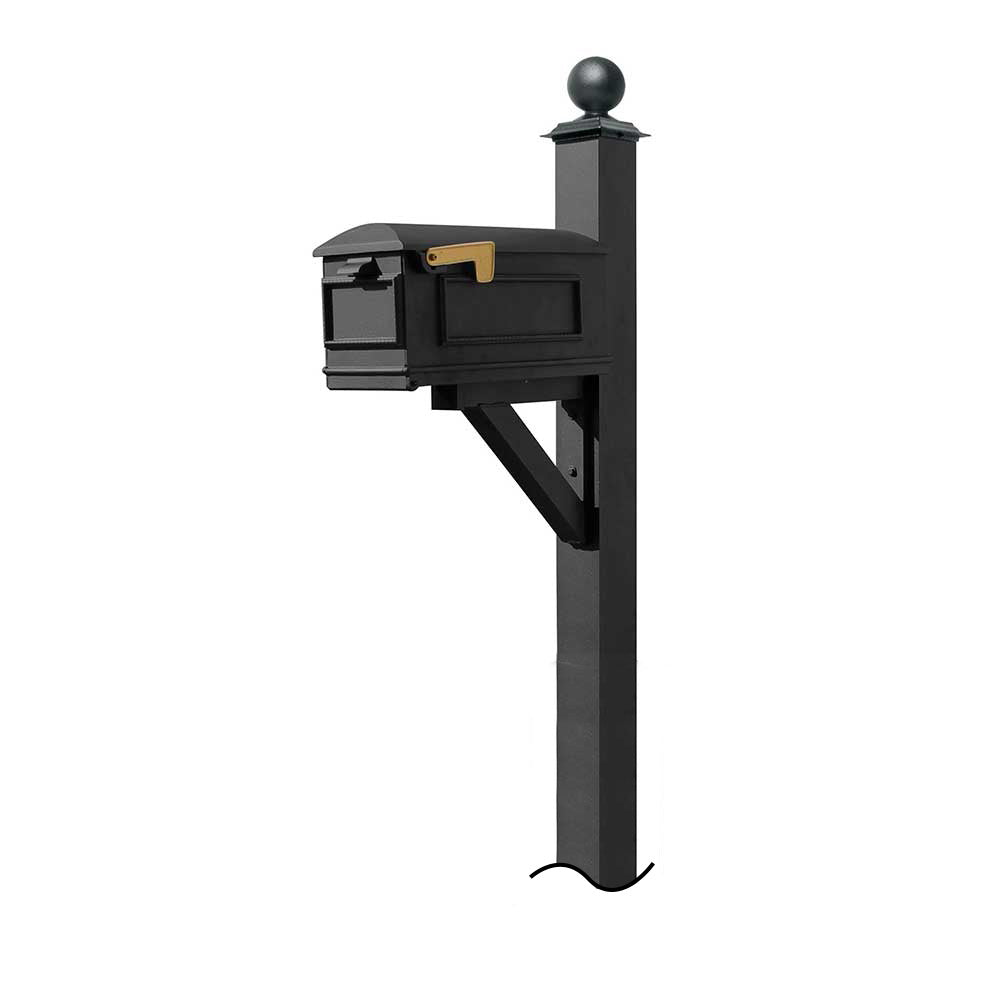 Westhaven System With Lewiston Mailbox (No Base) Large Ball Finial In (Black)